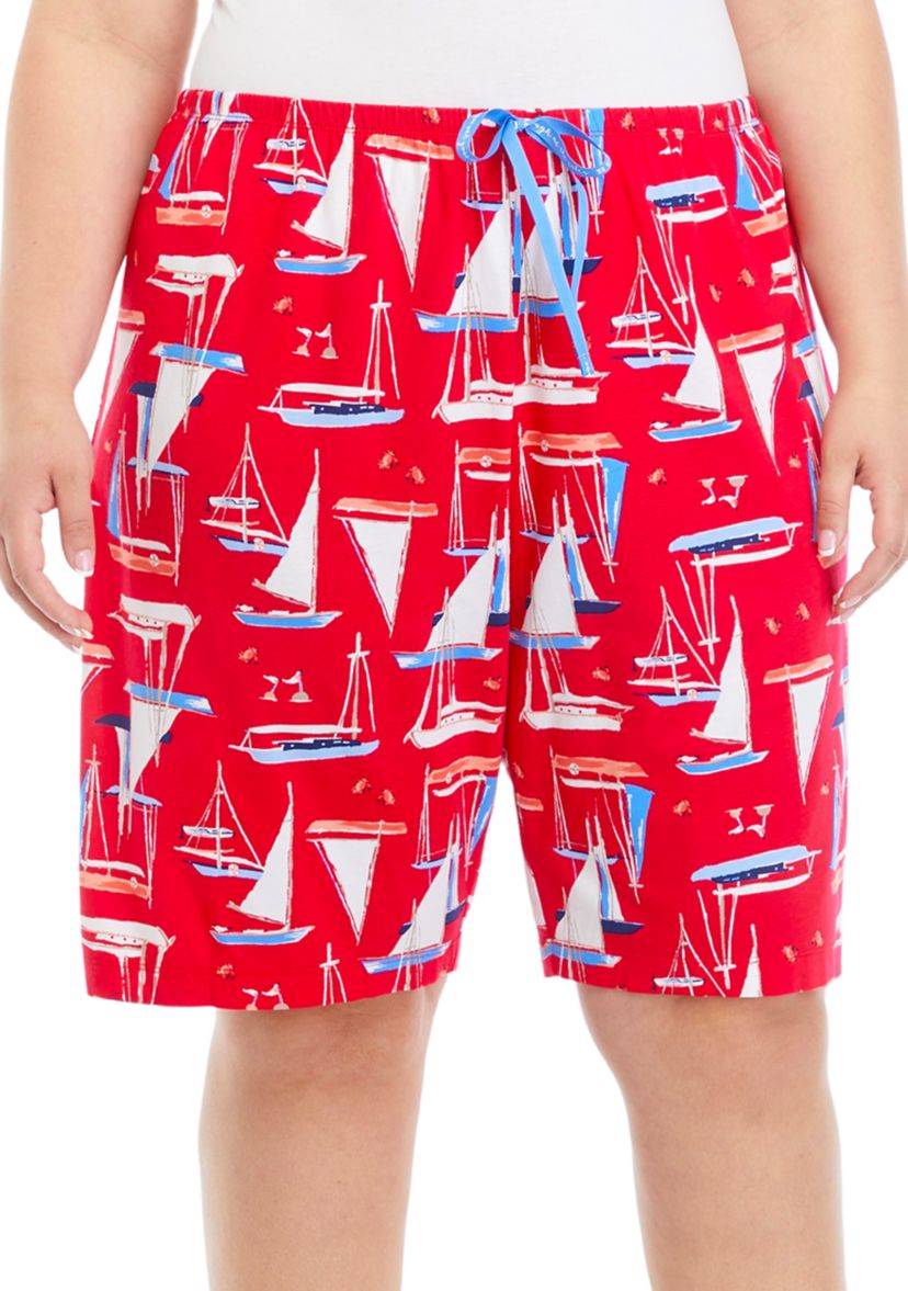 Plus Size Sail Away Pajama Bermuda Shorts