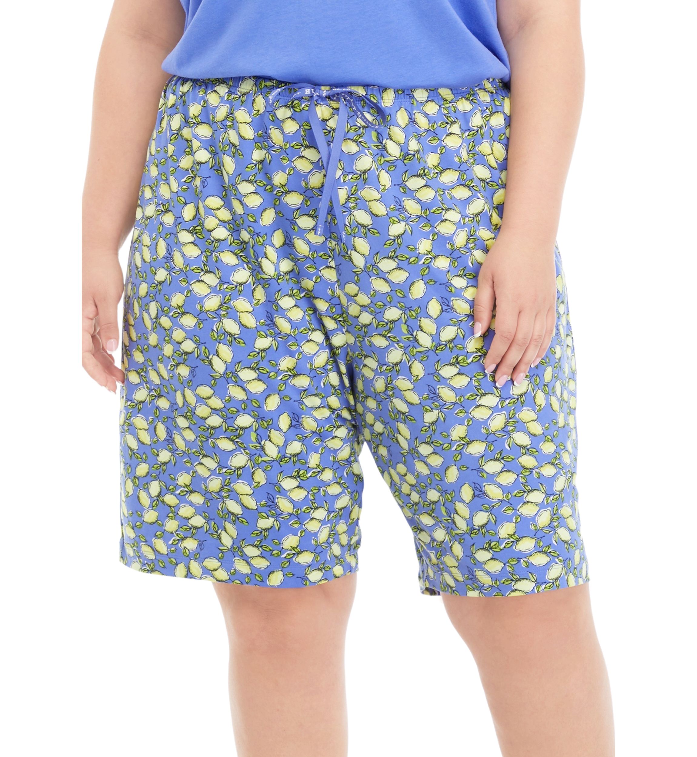 Plus Size Classic Lemon Printed Pajama Shorts