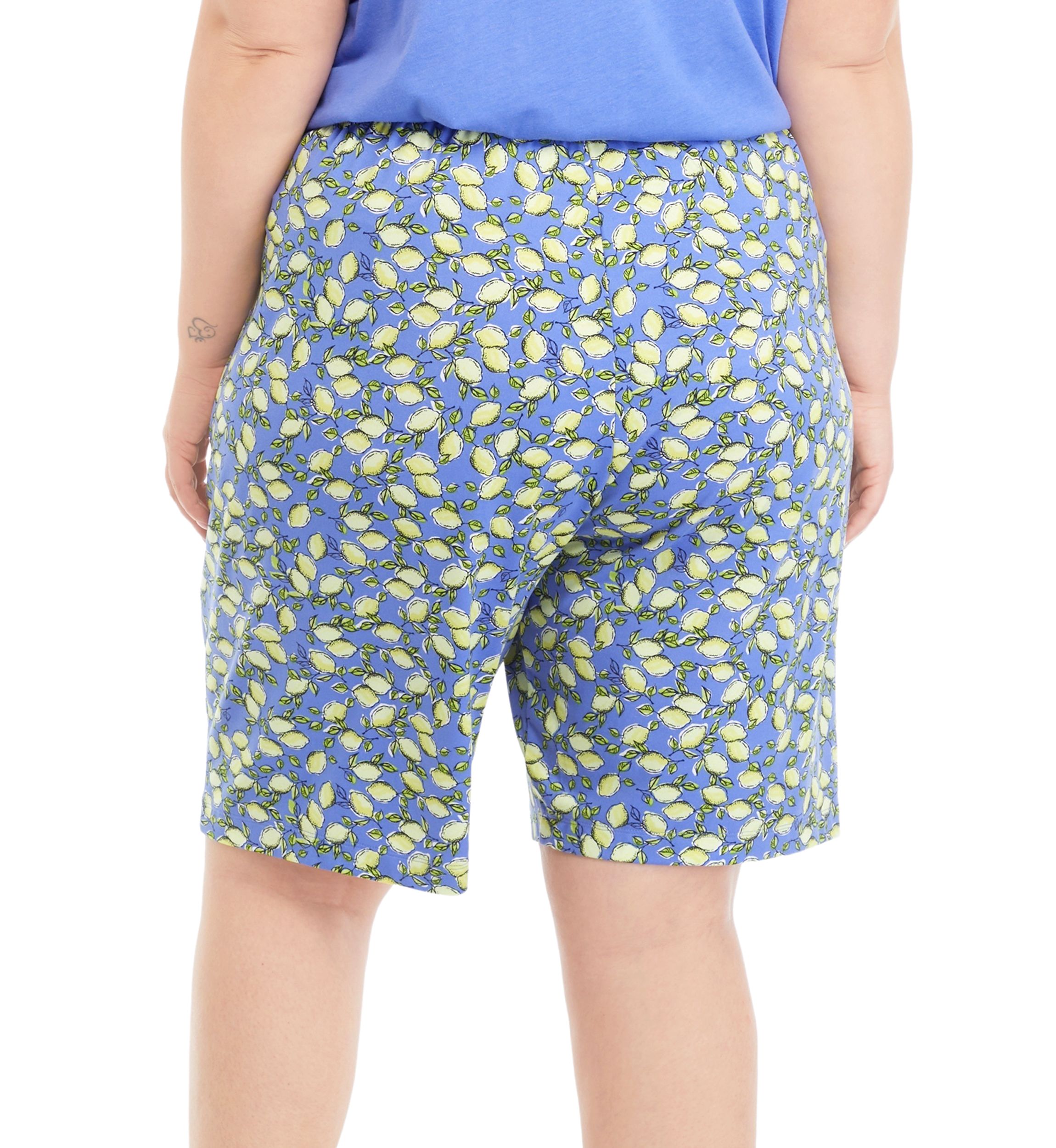 Plus Size Classic Lemon Printed Pajama Shorts