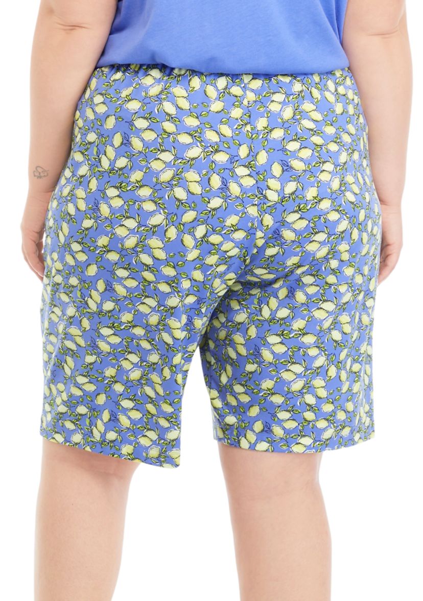 Plus Size Classic Lemon Printed Pajama Shorts