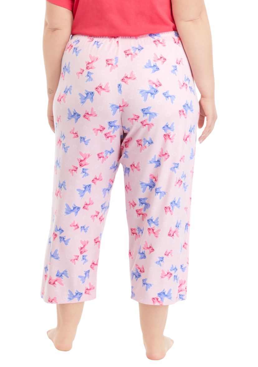 Plus Size Goldfish Printed Pajama Pants