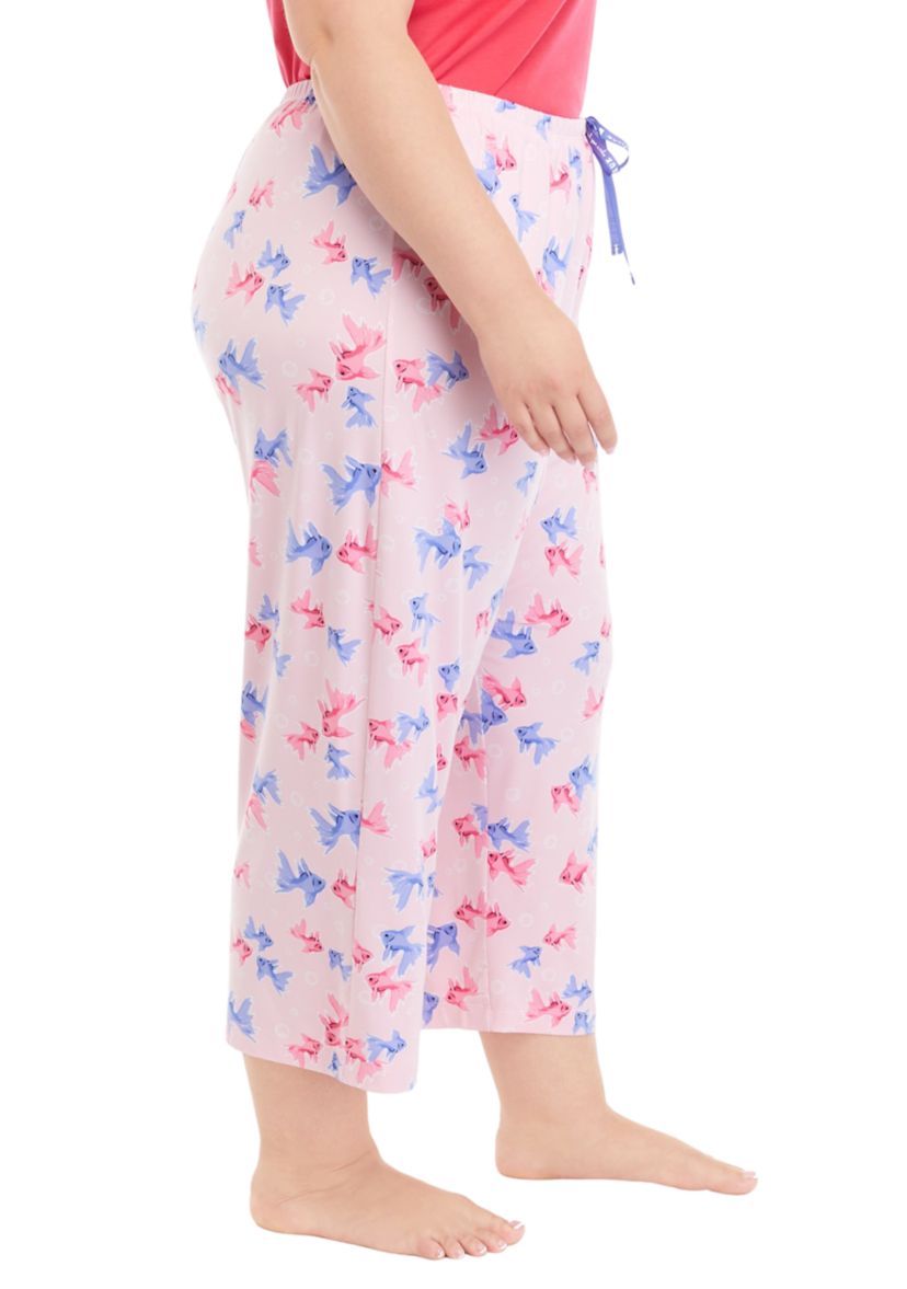 Plus Size Goldfish Printed Pajama Pants