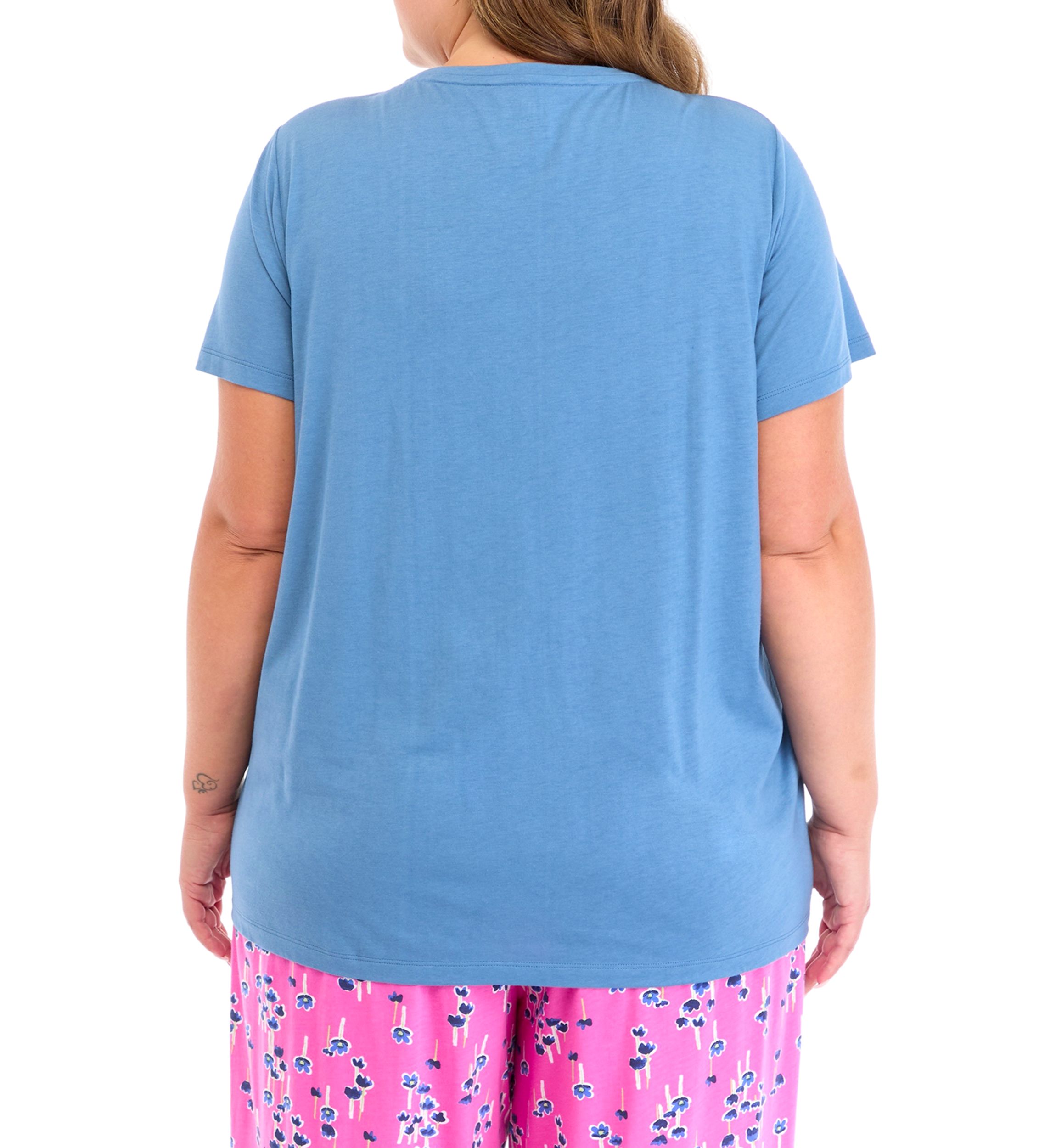 Plus Size Short Sleeve Solid Scoop Neck Pajama T-Shirt