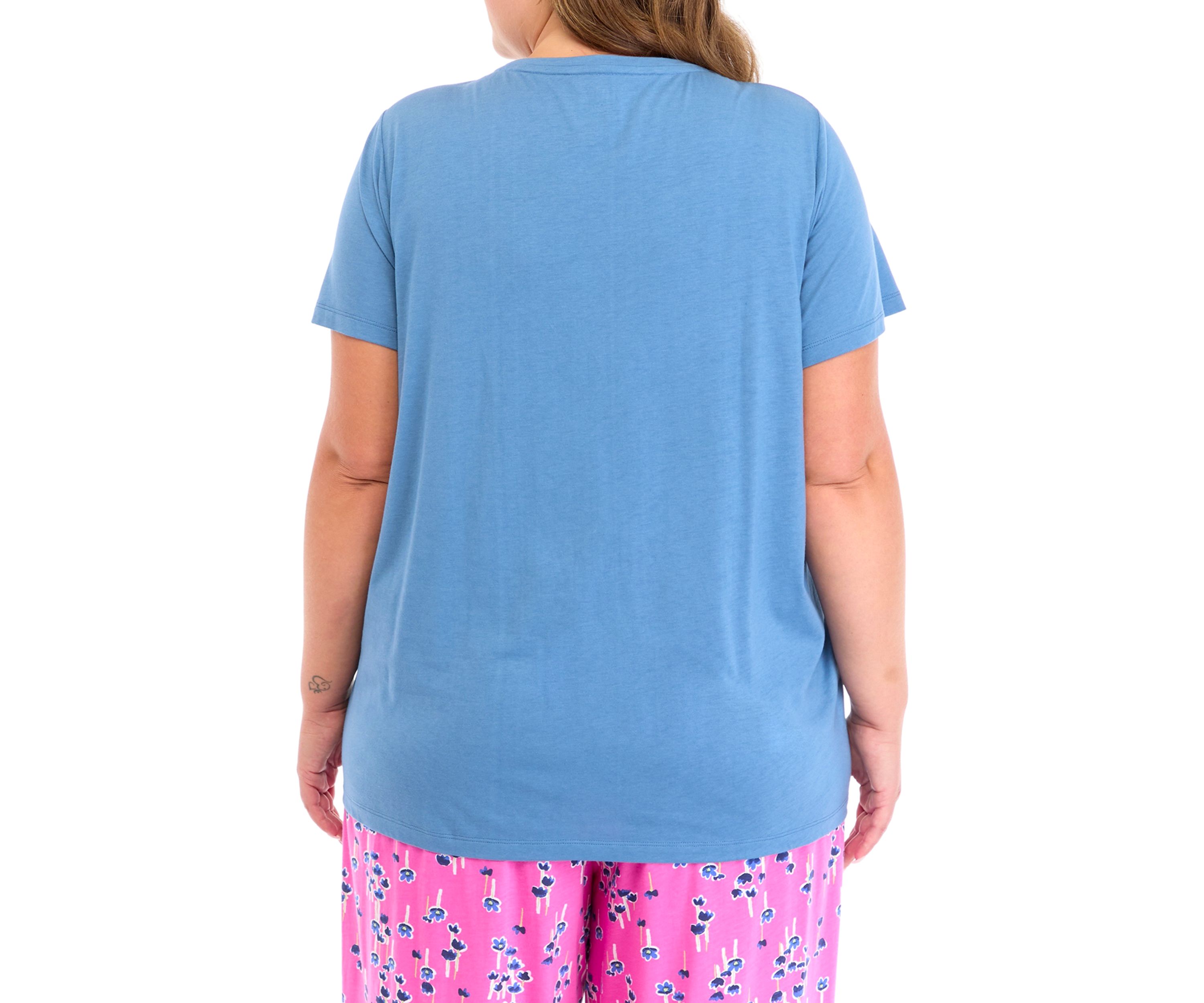 Plus Size Short Sleeve Solid Scoop Neck Pajama T-Shirt