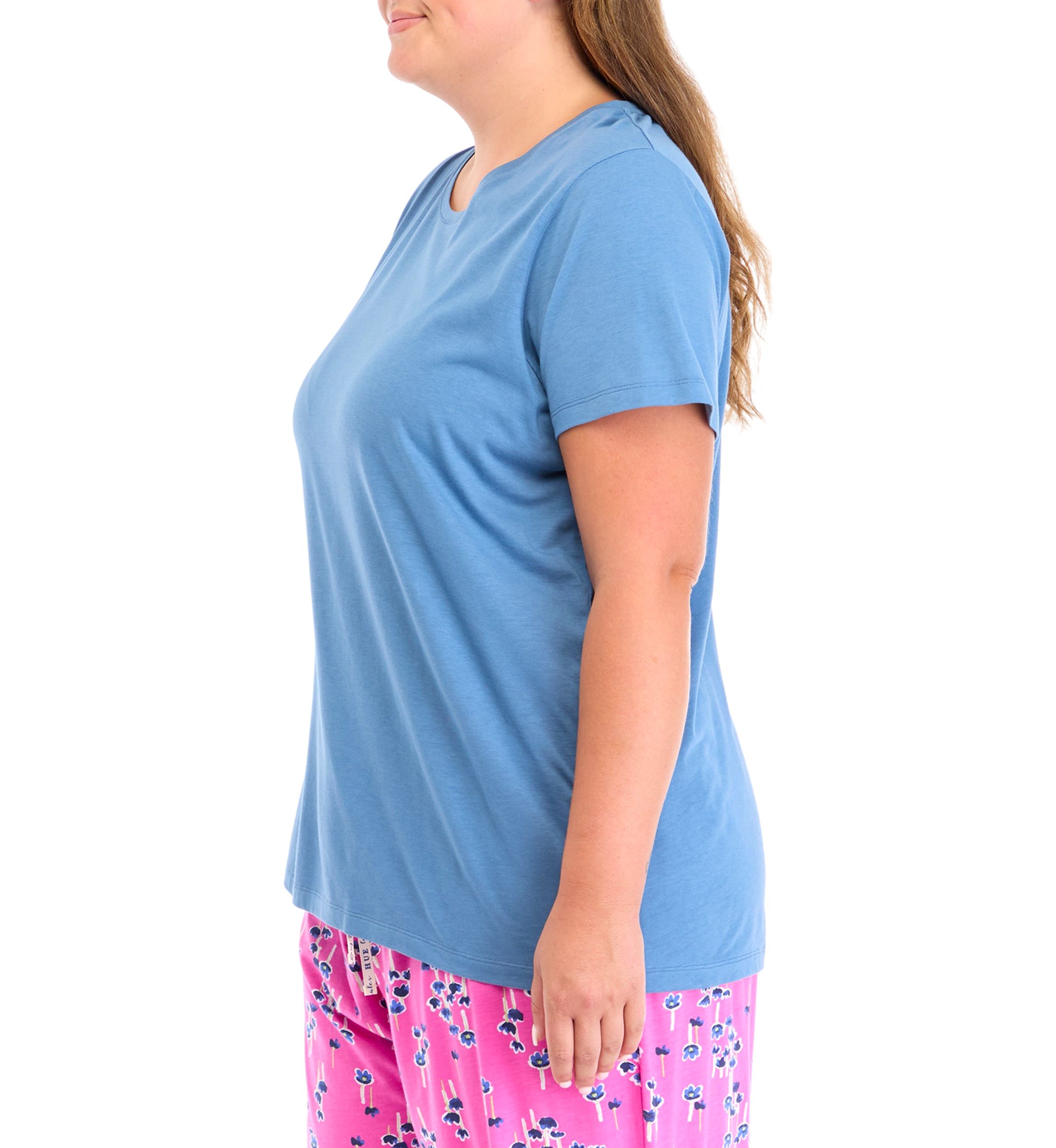 Plus Size Short Sleeve Solid Scoop Neck Pajama T-Shirt