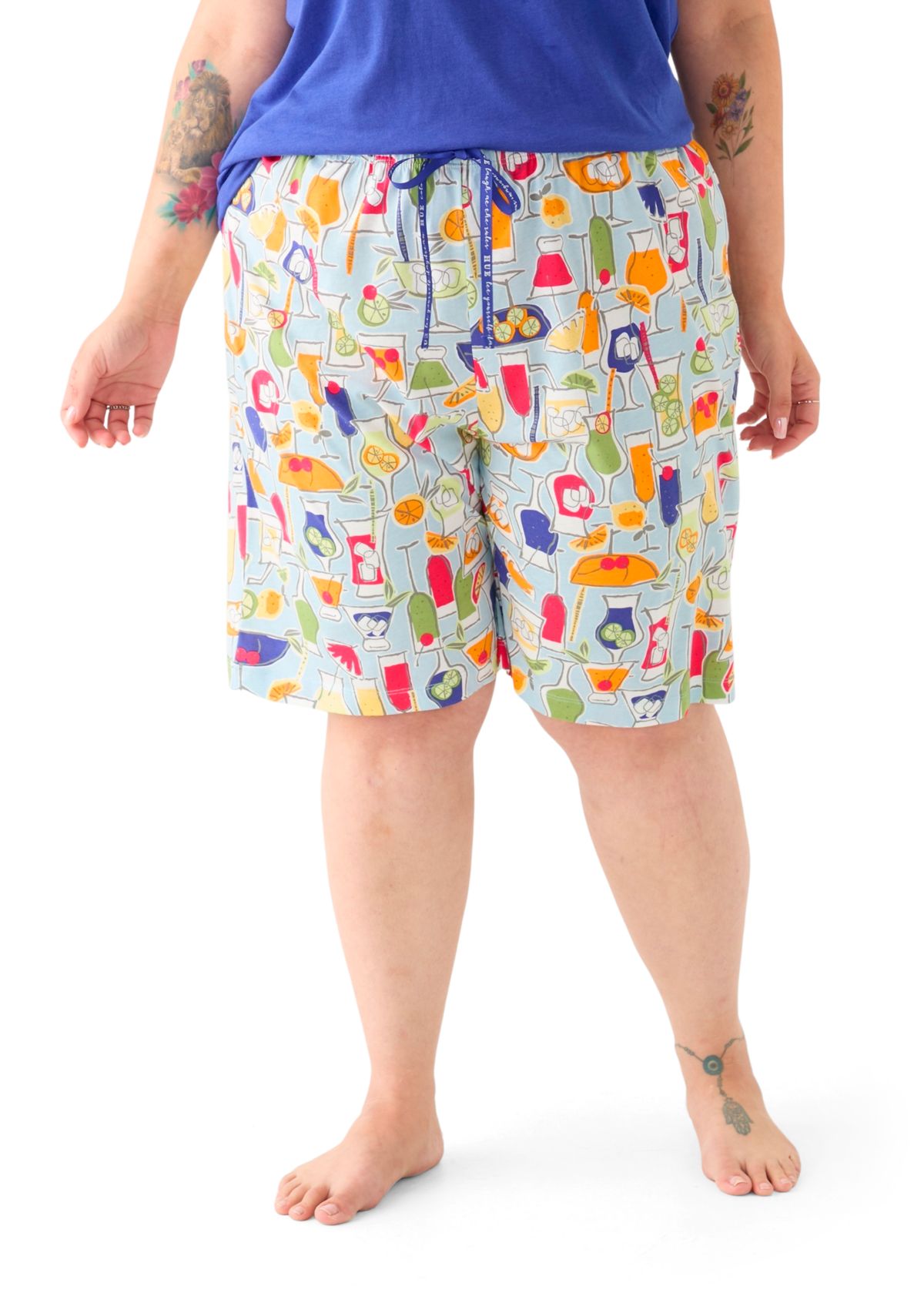 Plus Size Printed Bermuda Pajama Shorts
