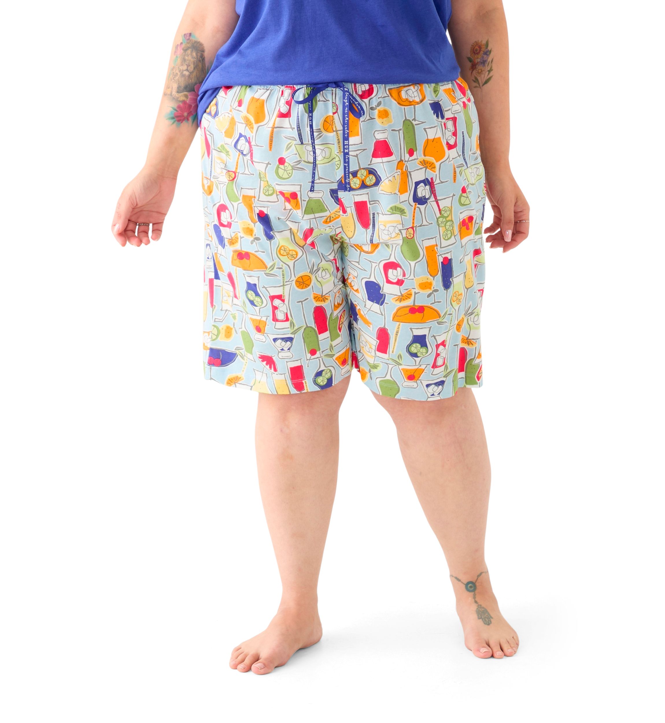 Plus Size Printed Bermuda Pajama Shorts