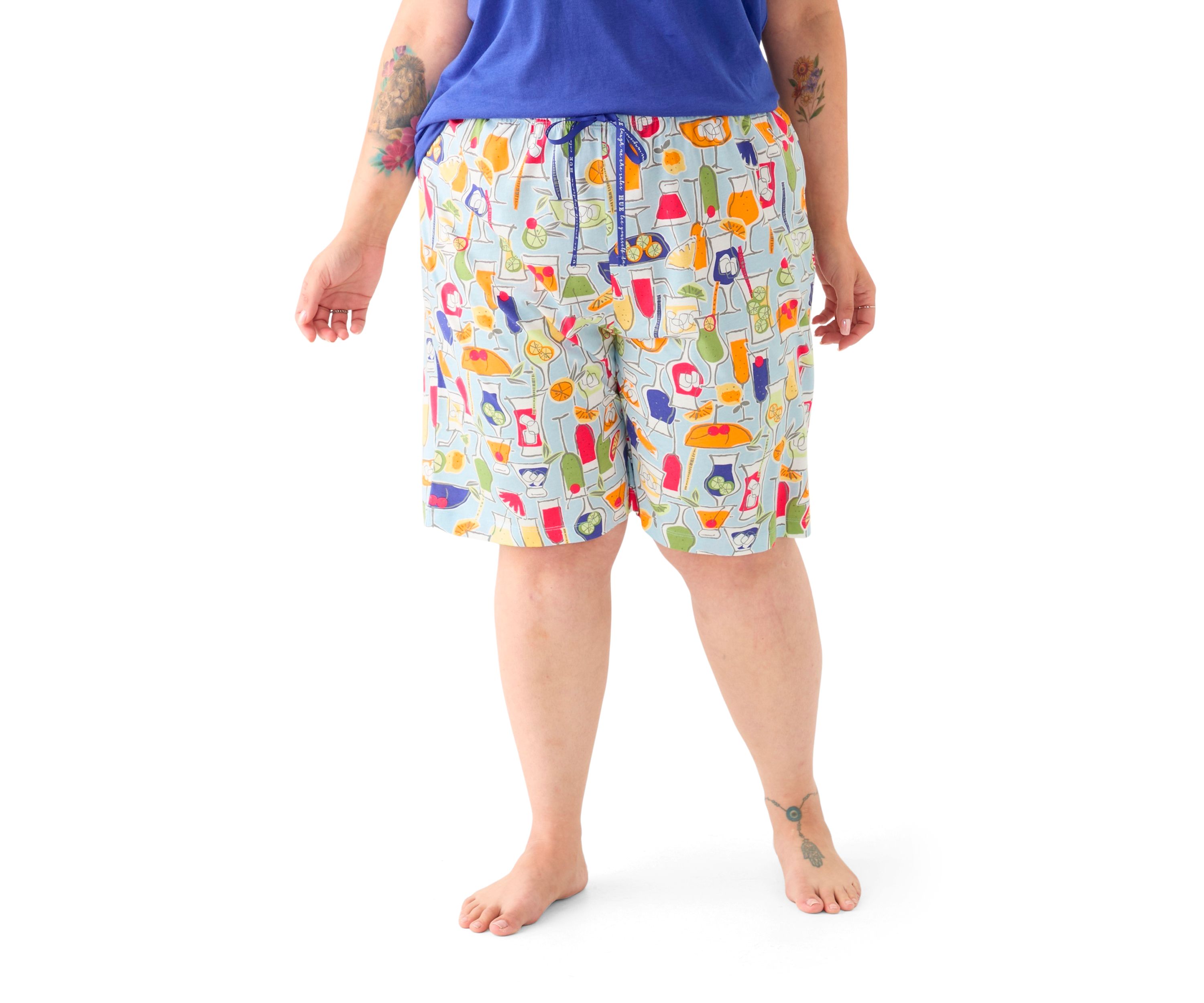 Plus Size Printed Bermuda Pajama Shorts