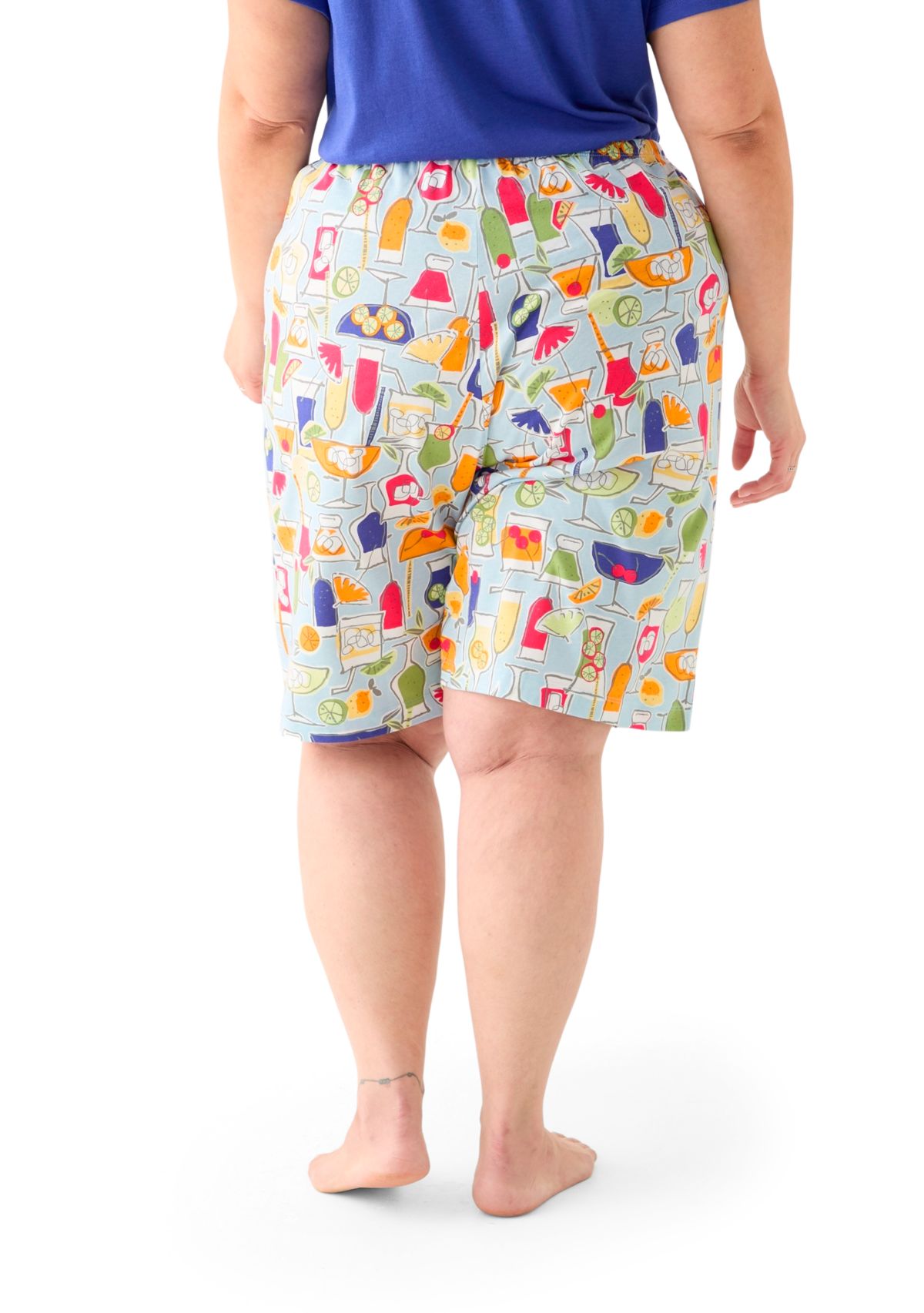 Plus Size Printed Bermuda Pajama Shorts