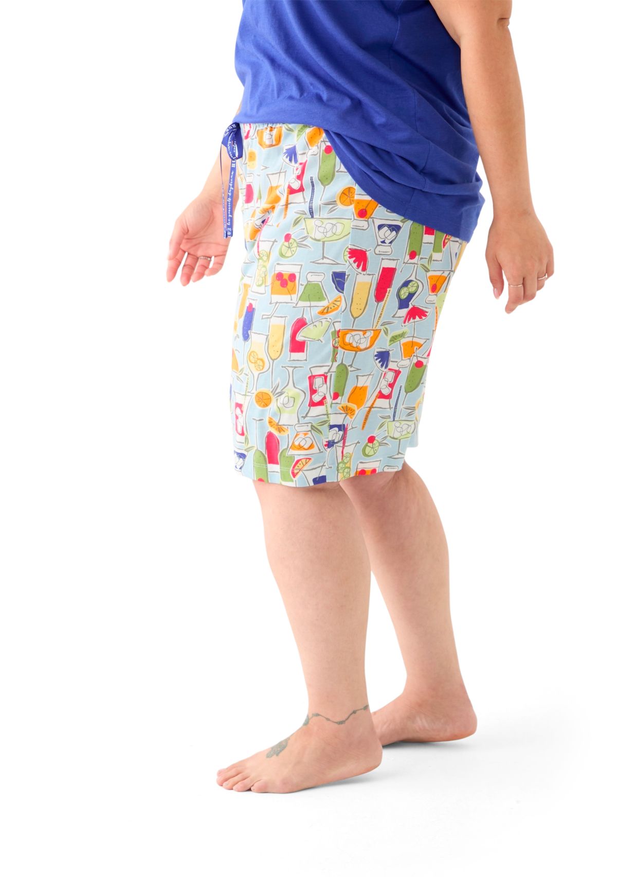 Plus Size Printed Bermuda Pajama Shorts