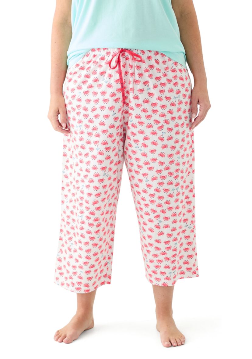 Plus Size Cooling Off Crabs Capri Pajama Pants