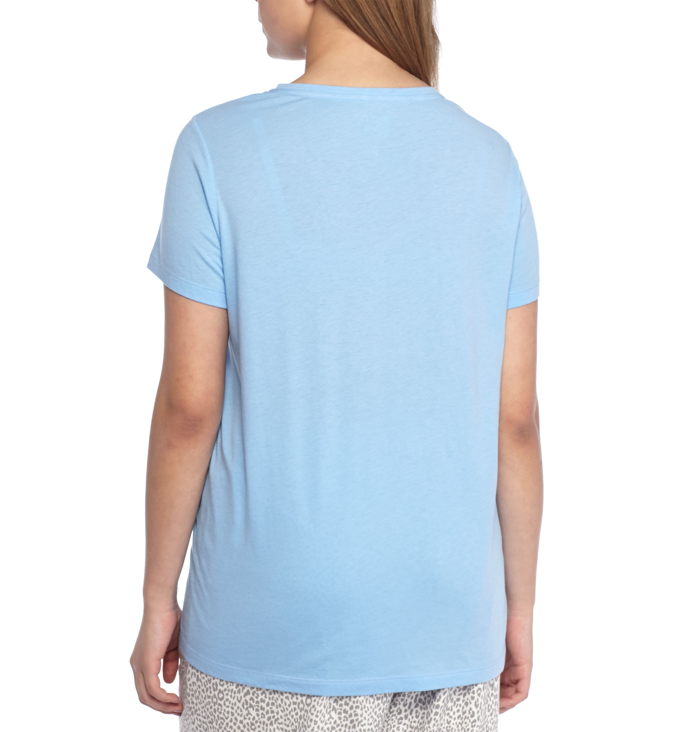 Plus Size Sleepwell Solid Short Sleeve V-Neck Sleep T-Shirt with Temperature Regulating Technology