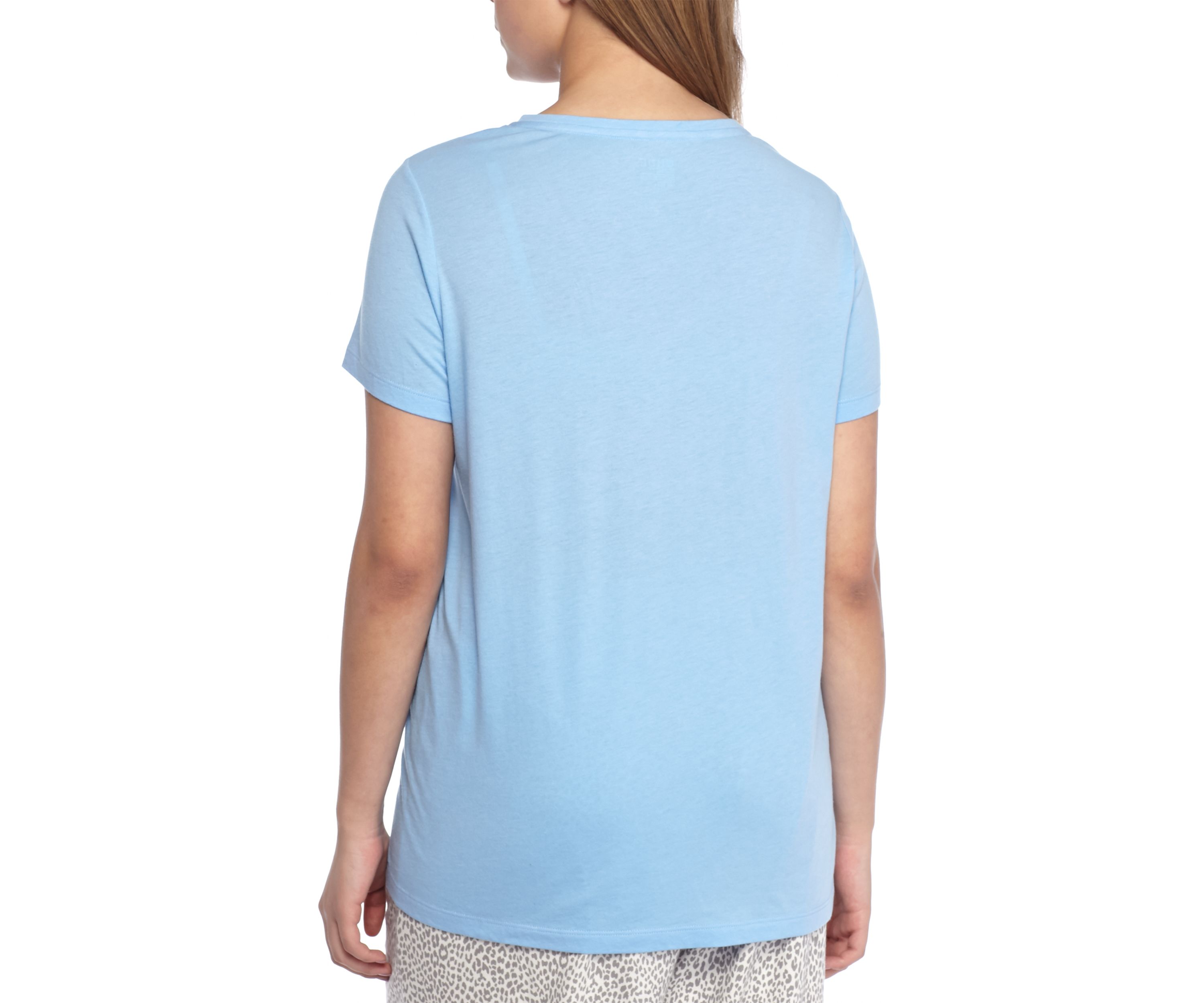 Plus Size Sleepwell Solid Short Sleeve V-Neck Sleep T-Shirt with Temperature Regulating Technology