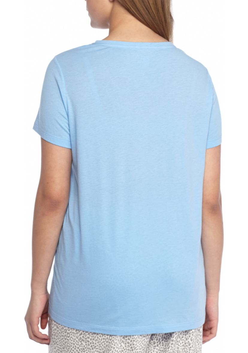 Plus Size Sleepwell Solid Short Sleeve V-Neck Sleep T-Shirt with Temperature Regulating Technology