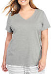Plus Size Short Sleeve V-Neck Sleep T-Shirt 