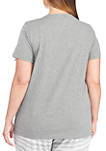 Plus Size Short Sleeve V-Neck Sleep T-Shirt 