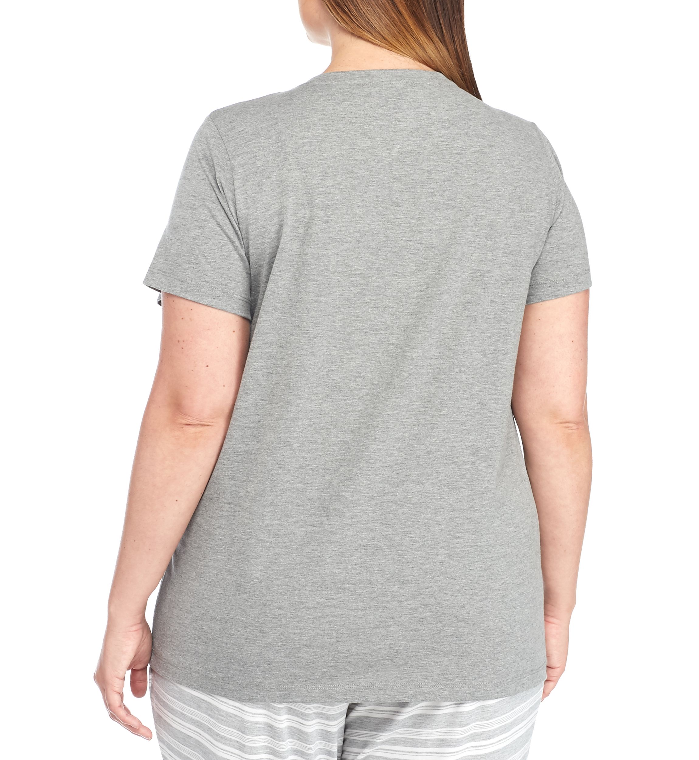 Plus Size Sleepwell Solid 3/4 V-Neck T-Shirt with Temperature Regulating Technology