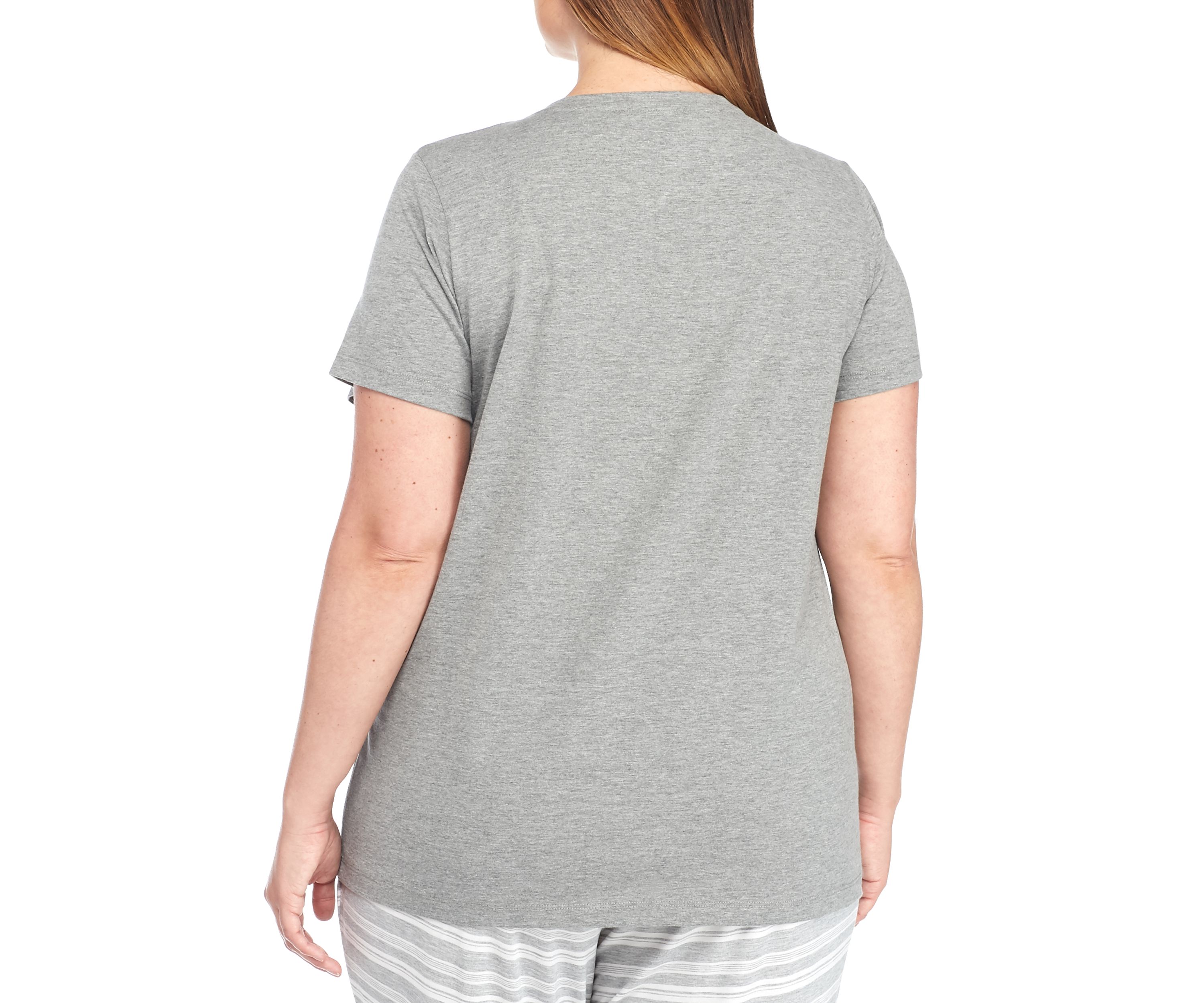 Plus Size Sleepwell Solid 3/4 V-Neck T-Shirt with Temperature Regulating Technology