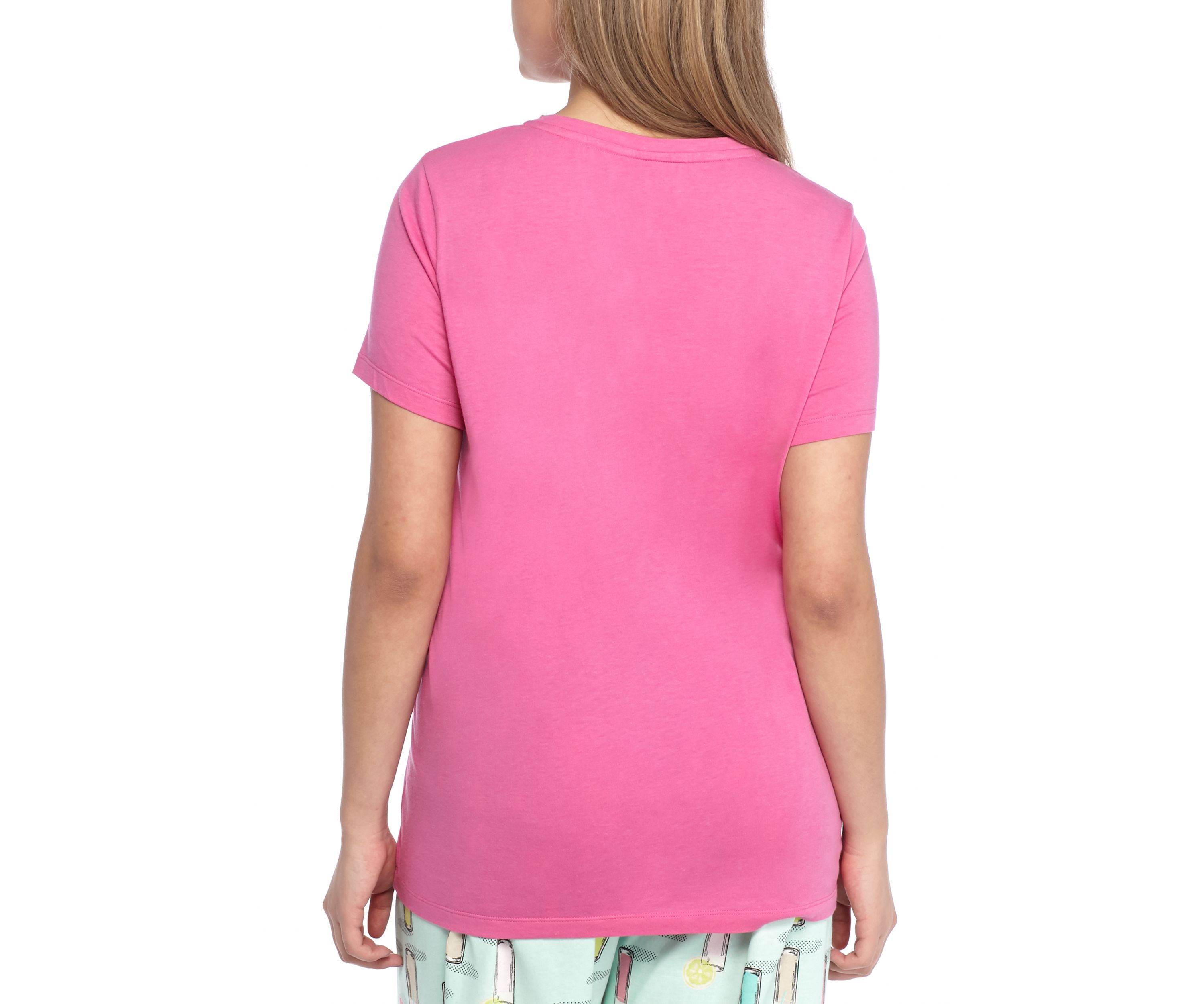 Plus Size Sleepwell Solid Short Sleeve V-Neck T-Shirt with Temperature Regulating Technology