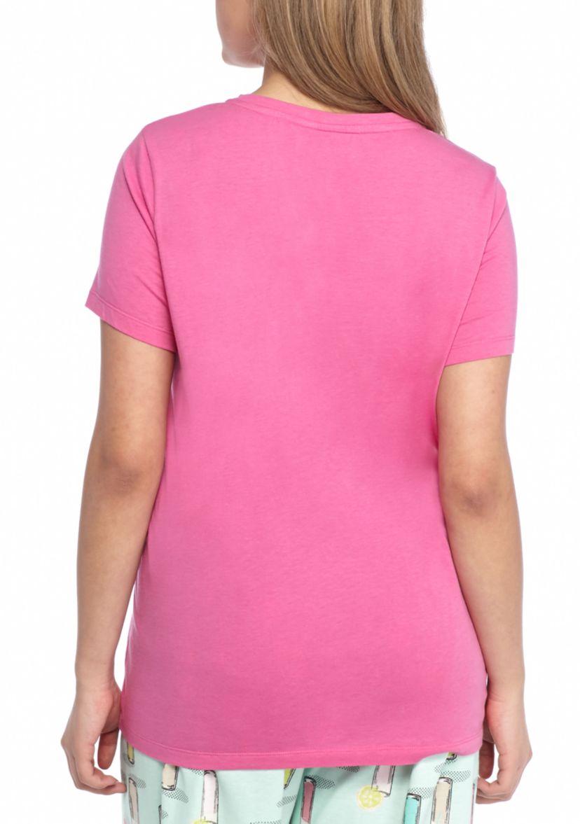 Plus Size Sleepwell Solid Short Sleeve V-Neck T-Shirt with Temperature Regulating Technology