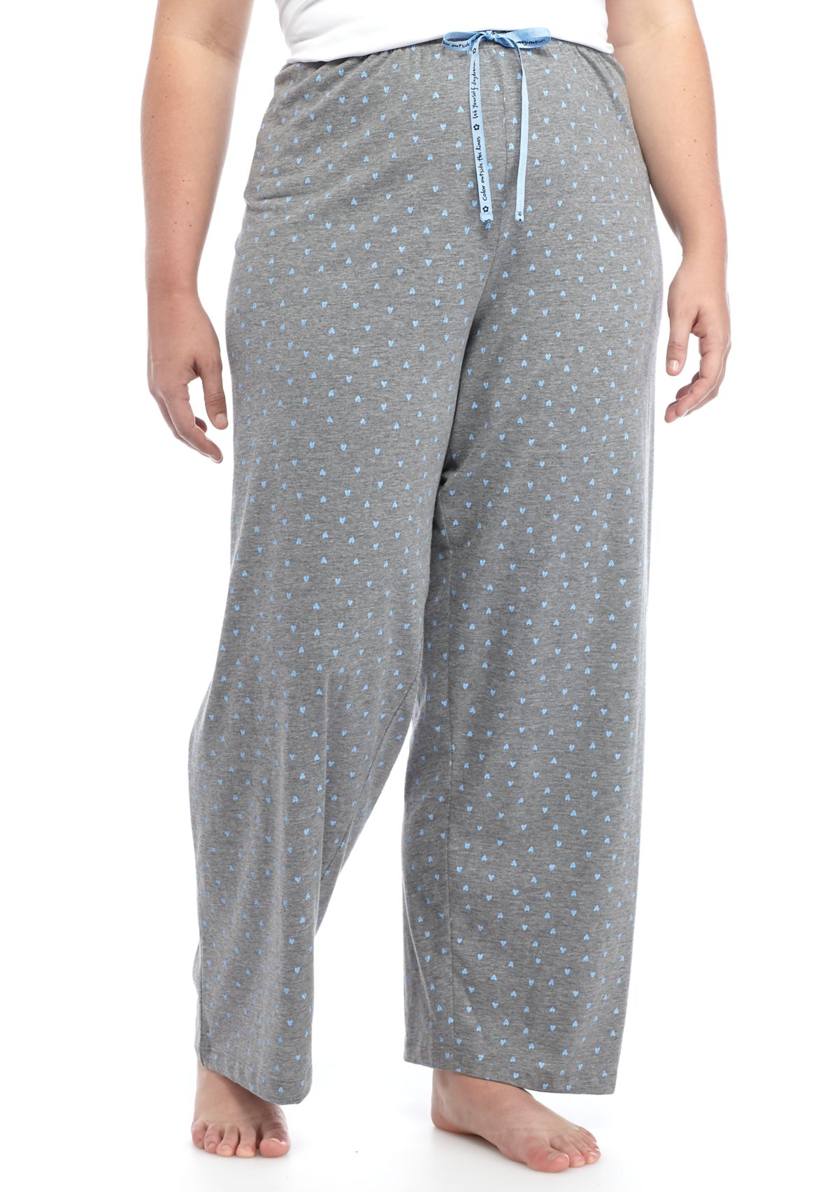 Plus Size Sleepwell Printed Knit Pajama Pants with Temperature Regulating Technology