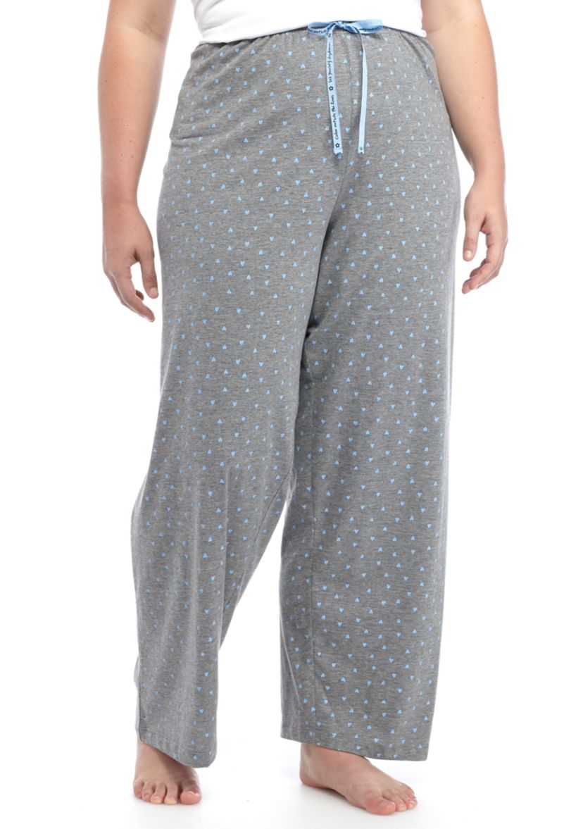 Plus Size Sleepwell Printed Knit Pajama Pants with Temperature Regulating Technology