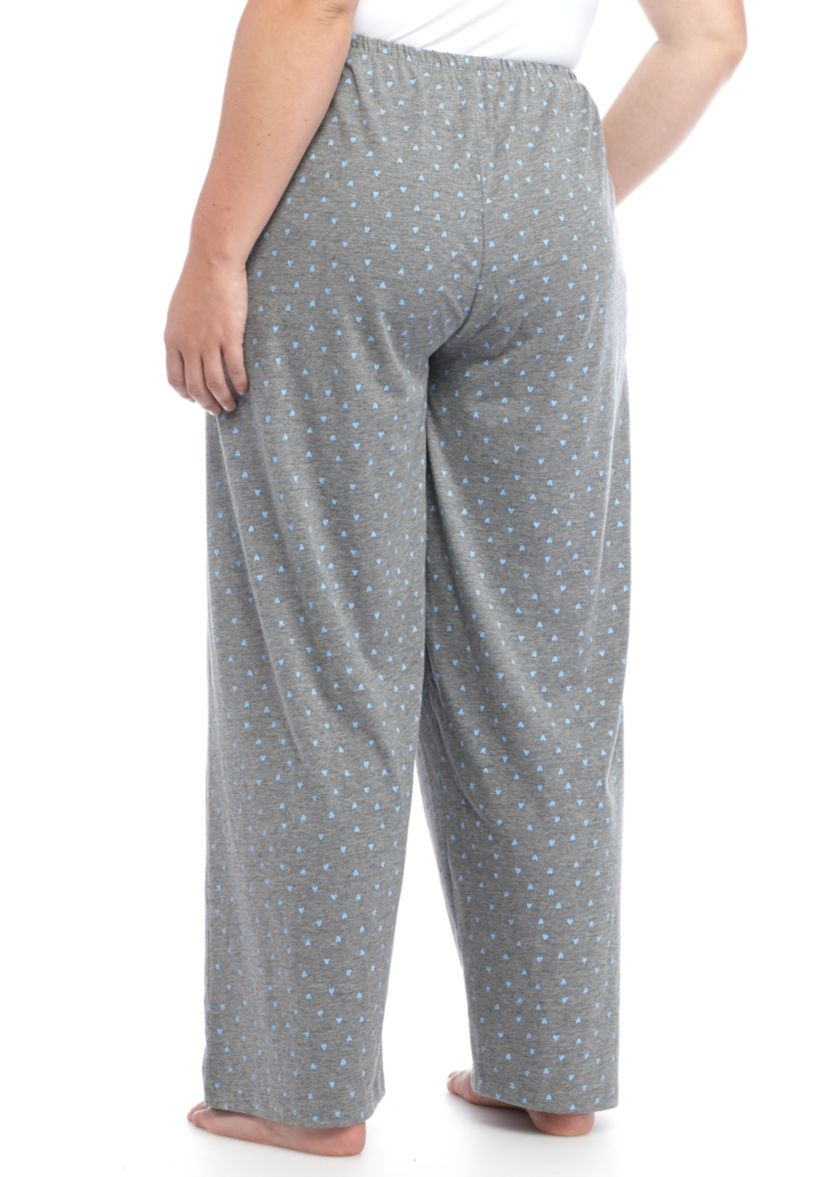 Plus Size Sleepwell Printed Knit Pajama Pants with Temperature Regulating Technology