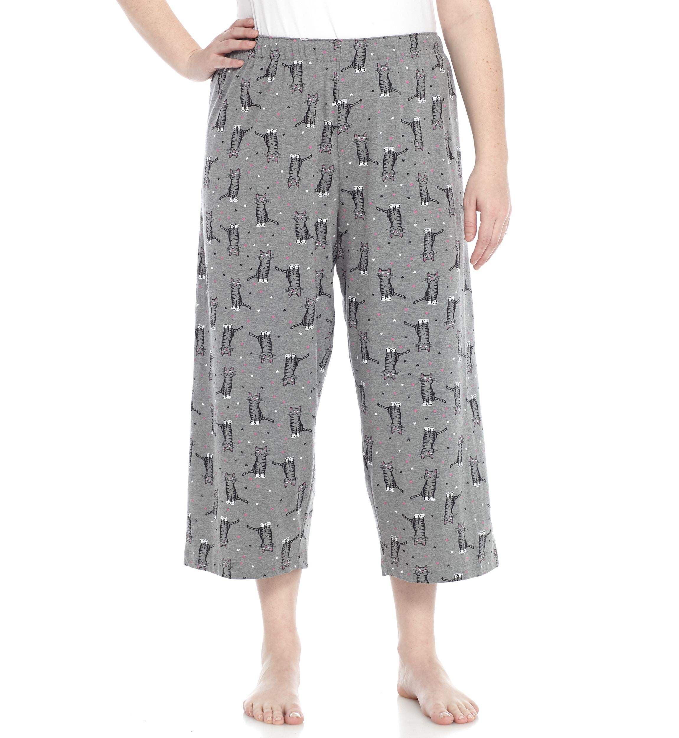 Plus Size Sleepwell Printed Knit Capri Pajama Pants with Temperature Regulating Technology