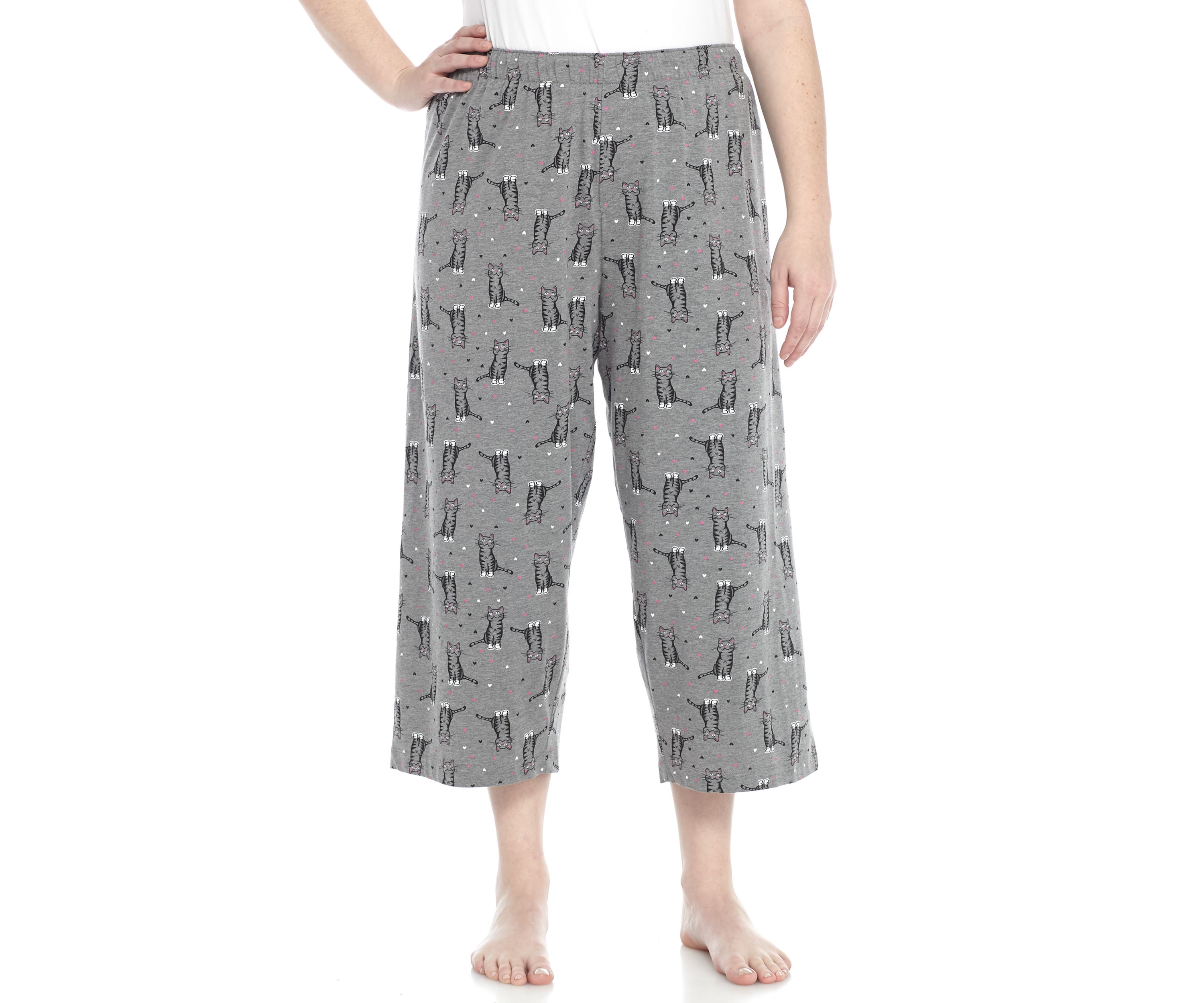 Plus Size Sleepwell Printed Knit Capri Pajama Pants with Temperature Regulating Technology