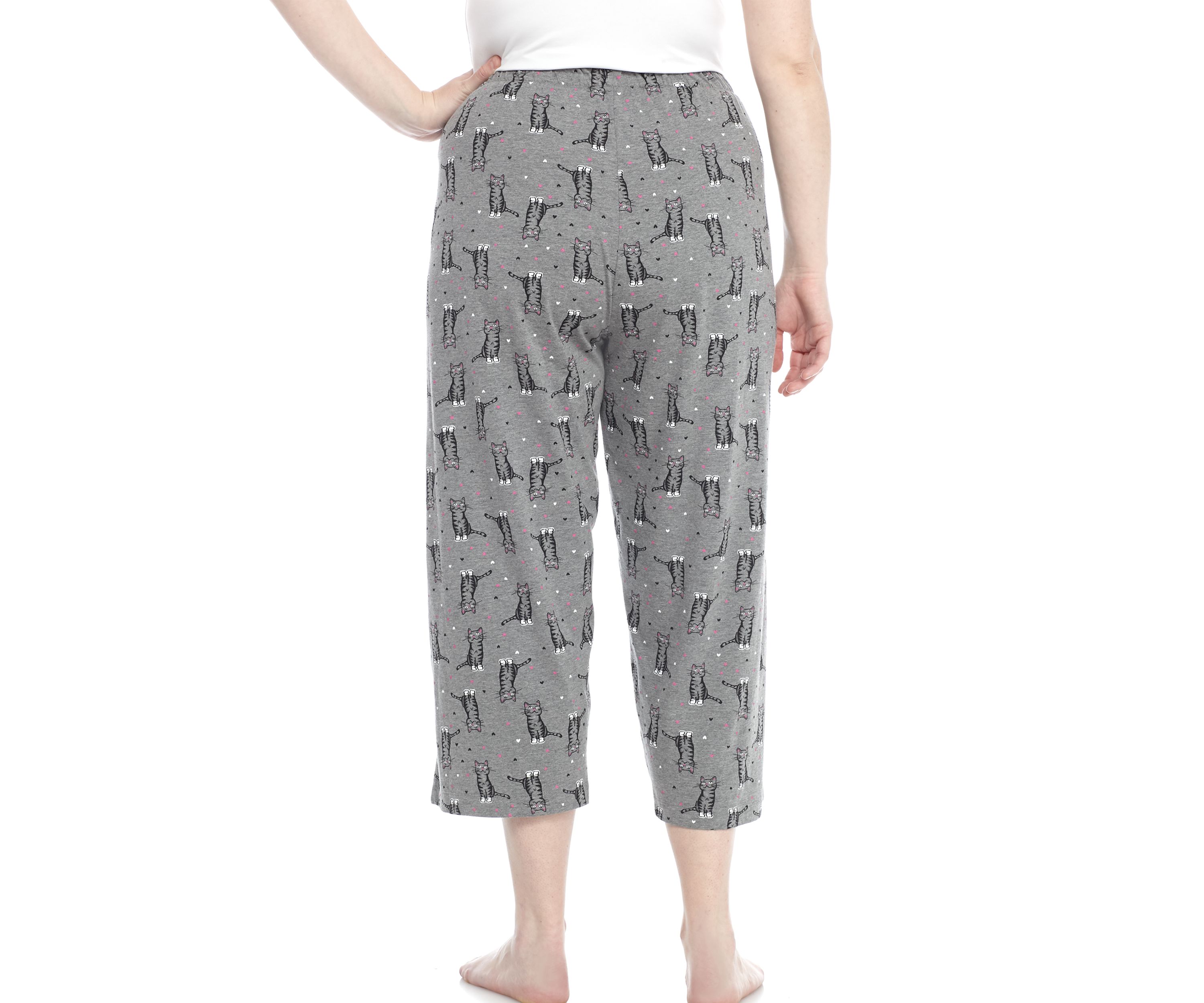 Plus Size Sleepwell Printed Knit Capri Pajama Pants with Temperature Regulating Technology