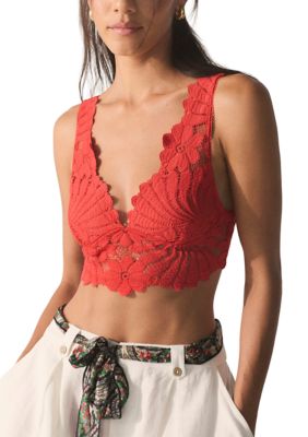 Free People Women's Petal Party Plunge Bralette, Red, Large