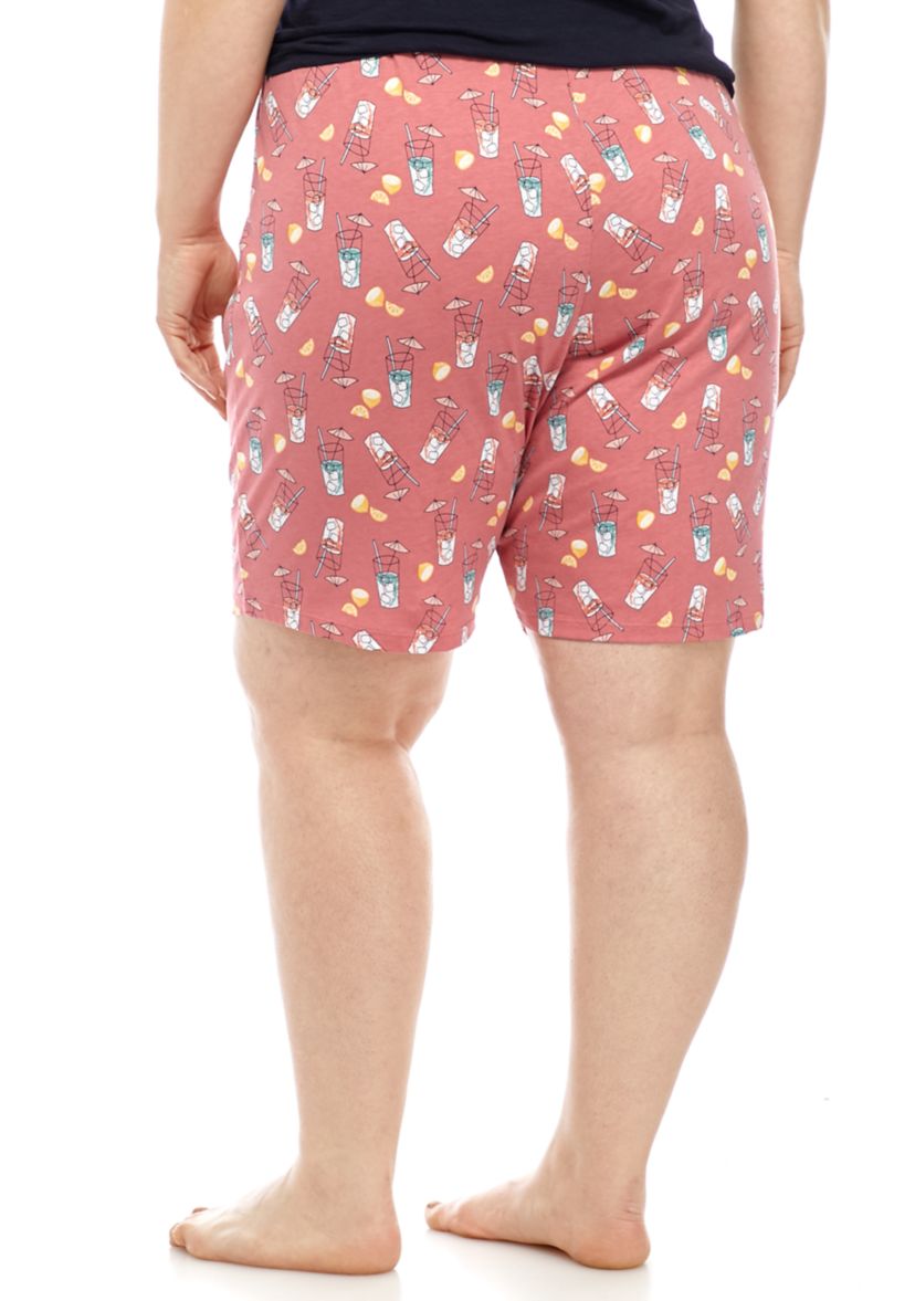 Plus Size Printed Bermuda Sleep Shorts 