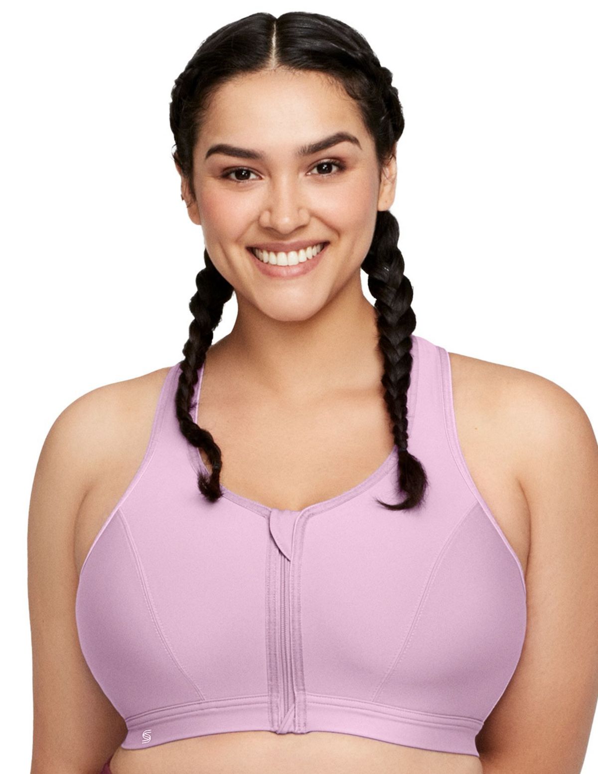Full Figure Plus Size Zip Up Front-Closure Sports Bra Wirefree #9266