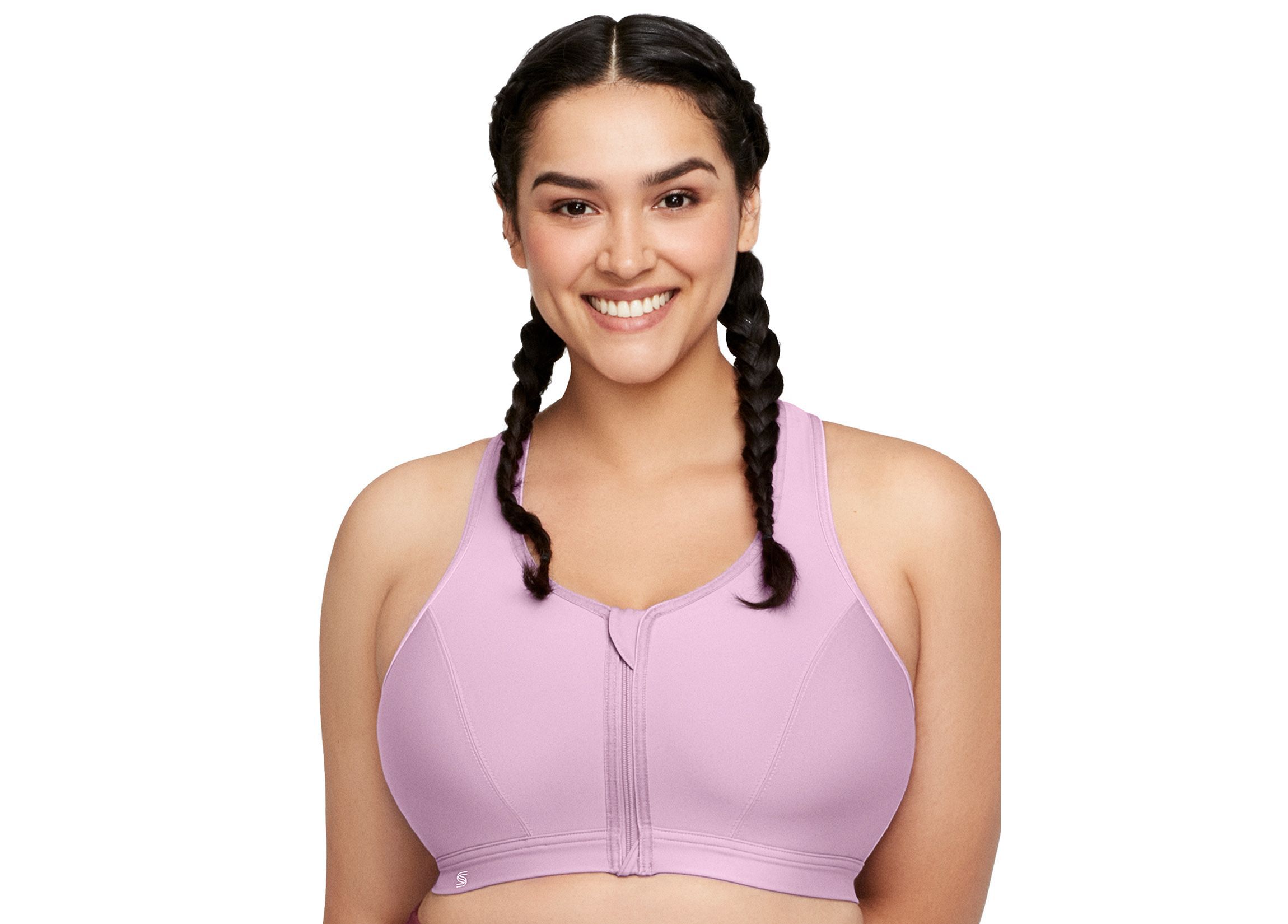 Full Figure Plus Size Zip Up Front-Closure Sports Bra Wirefree #9266