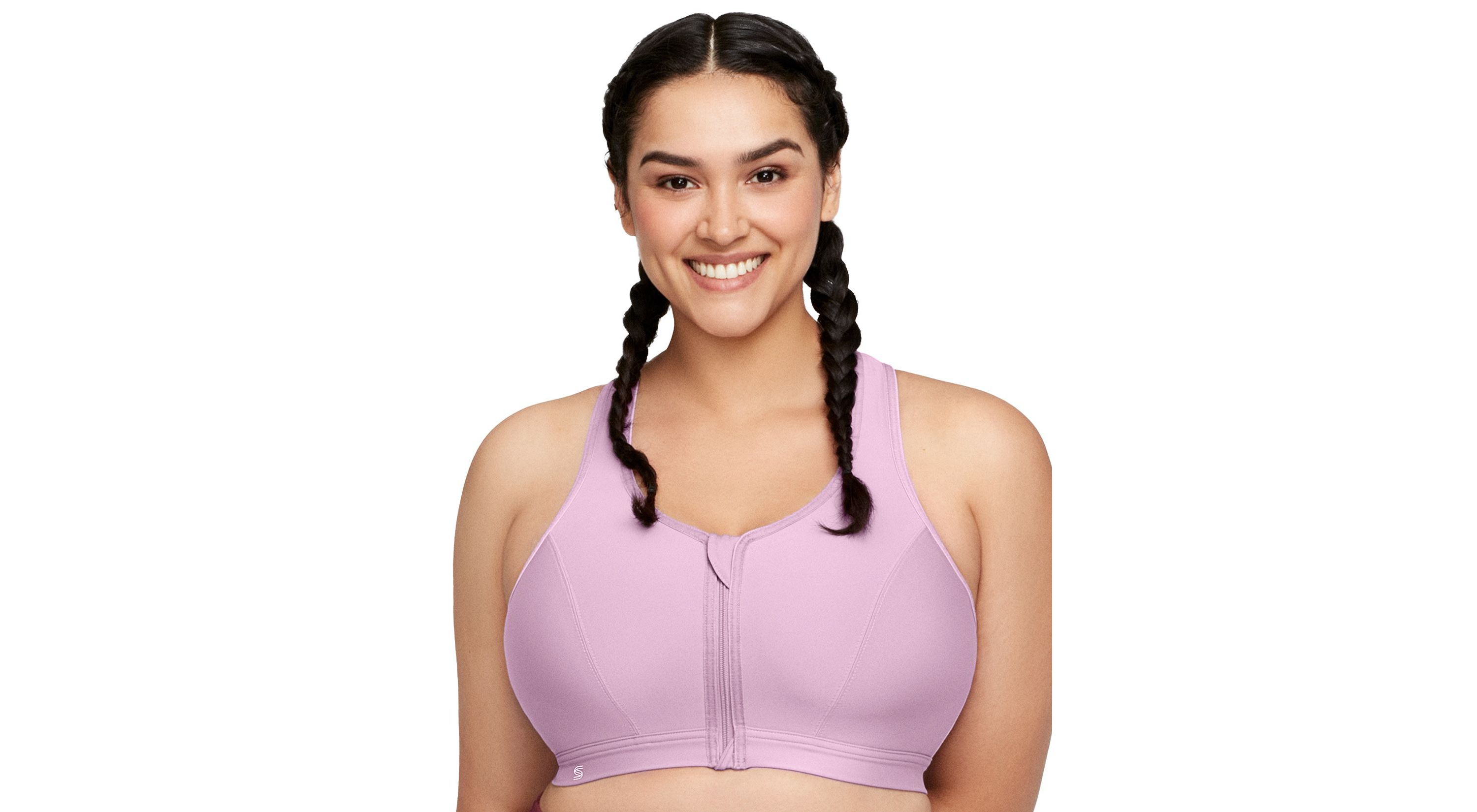 Full Figure Plus Size Zip Up Front-Closure Sports Bra Wirefree #9266