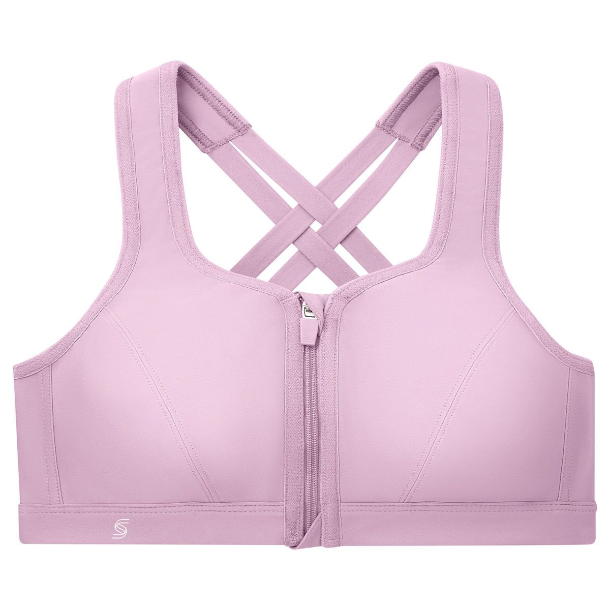 Full Figure Plus Size Zip Up Front-Closure Sports Bra Wirefree #9266