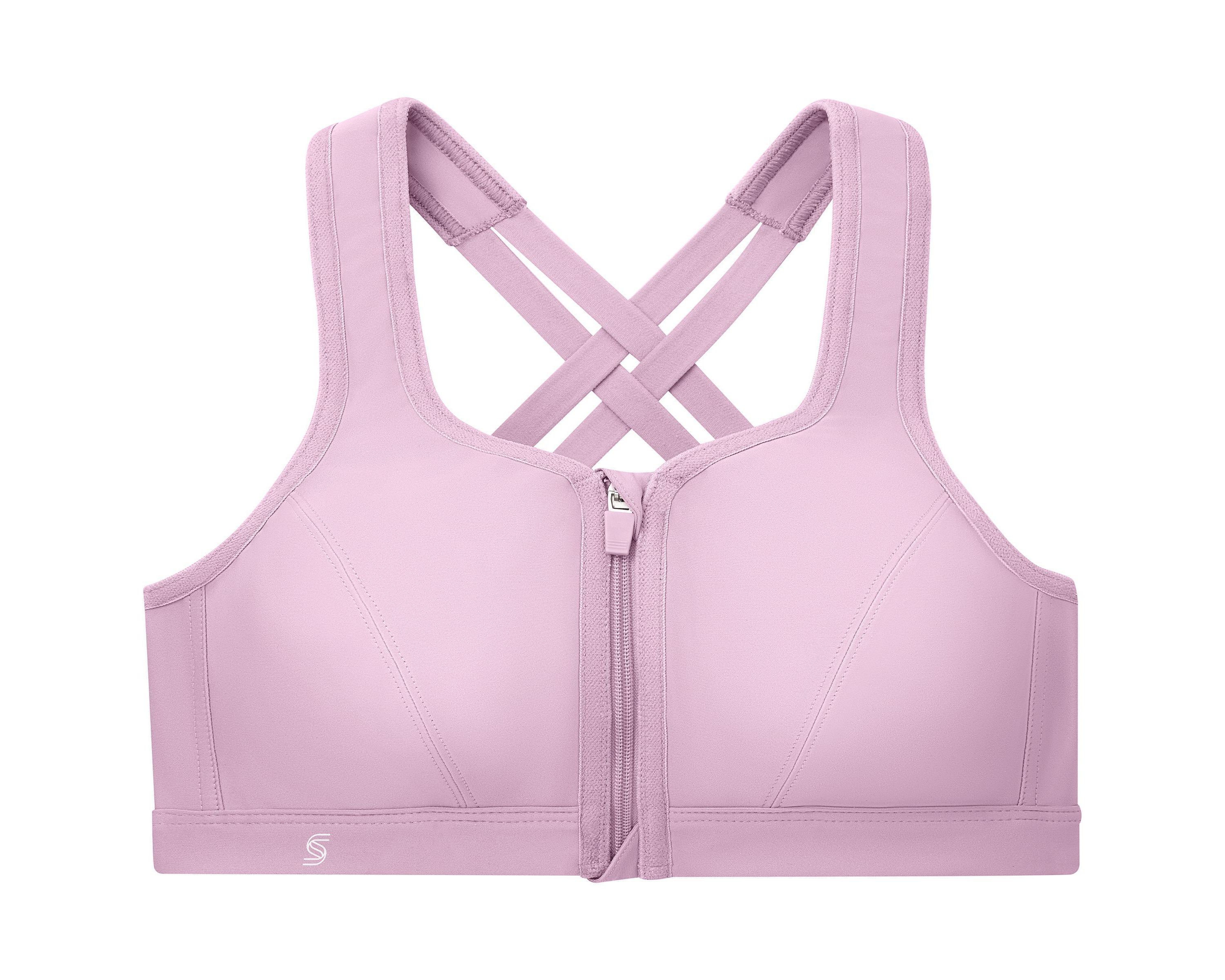 Full Figure Plus Size Zip Up Front-Closure Sports Bra Wirefree #9266