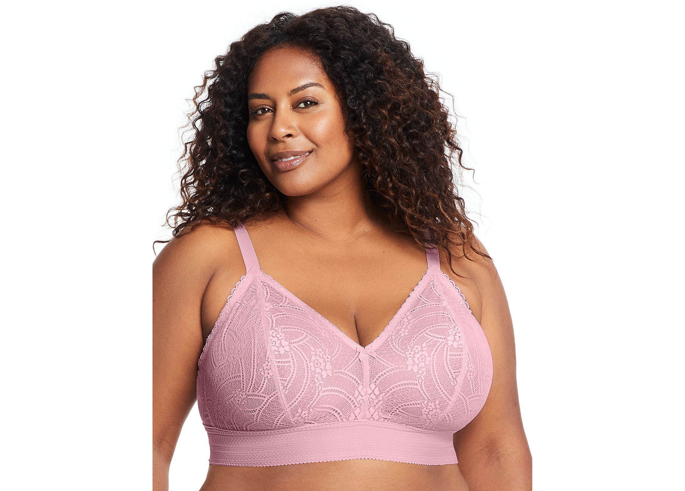 Full Figure Plus Size Bramour Gramercy Luxe Lace Bralette Wirefree #7012