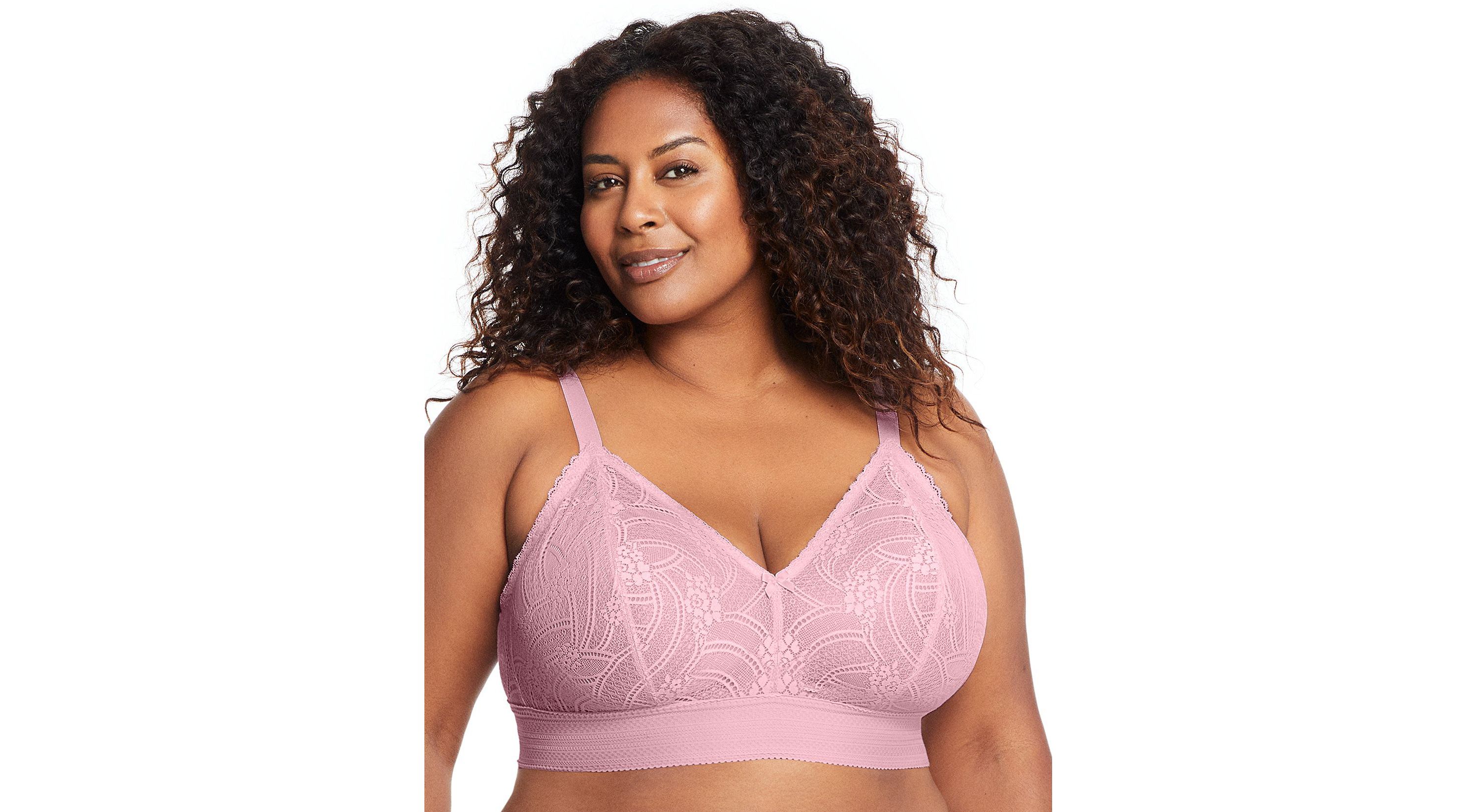 Full Figure Plus Size Bramour Gramercy Luxe Lace Bralette Wirefree #7012