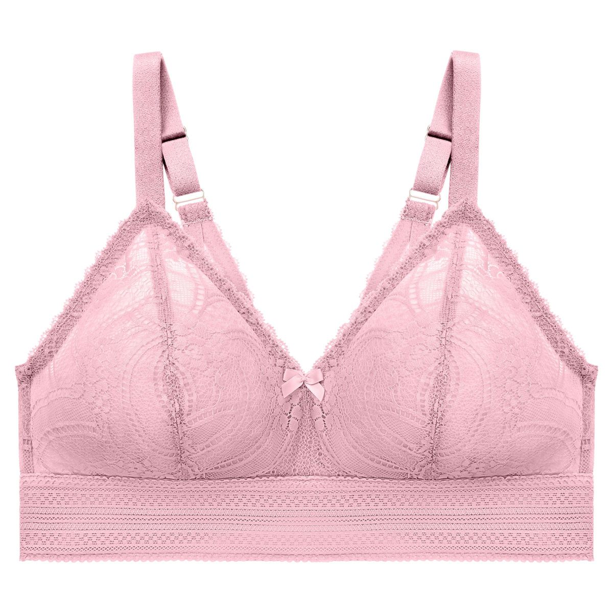 Full Figure Plus Size Bramour Gramercy Luxe Lace Bralette Wirefree #7012