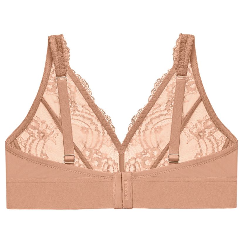 Full Figure Plus Size Bramour Lexington Lace Plunge Bralette Wirefree #7013