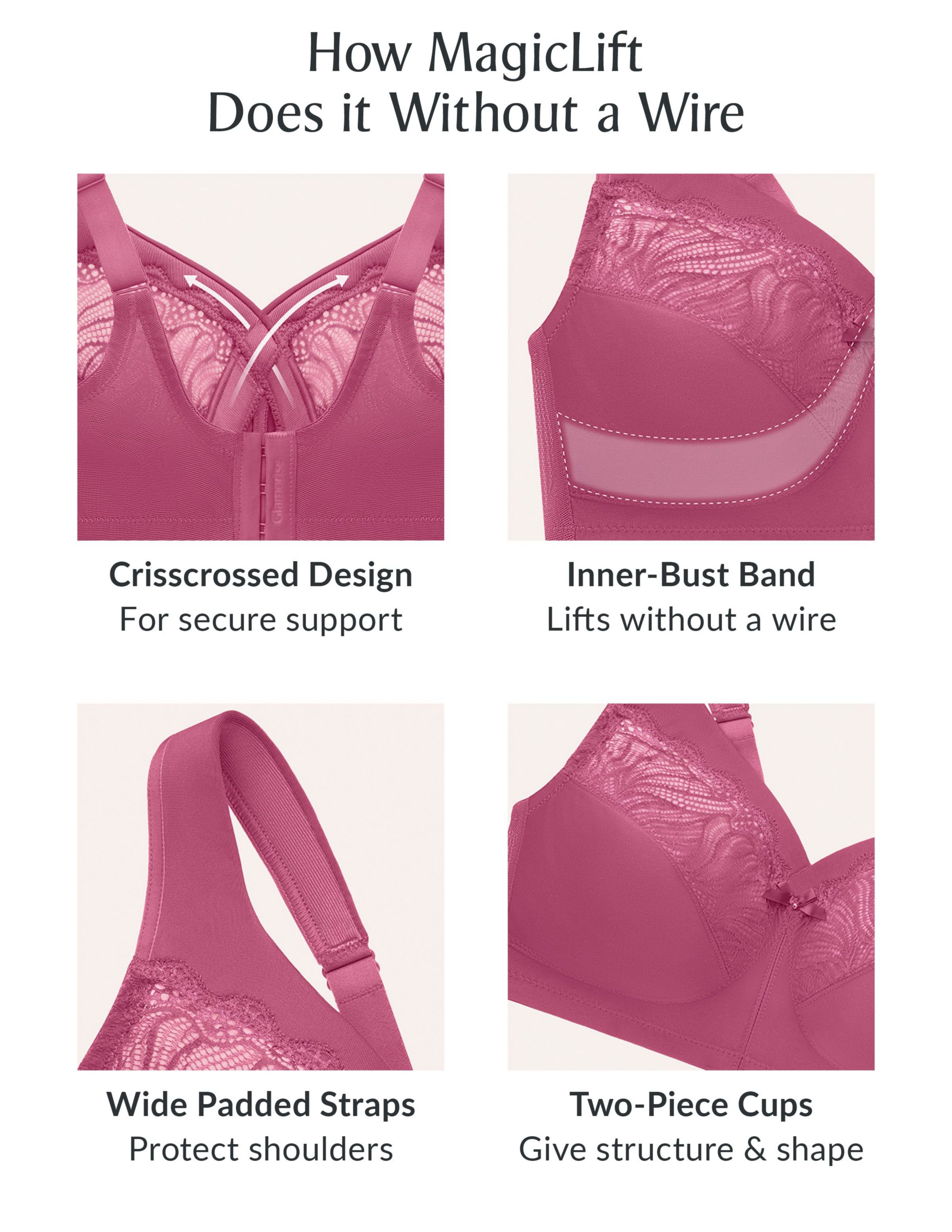 Full Figure Plus Size MagicLift Natural Shape Support Bra Wirefree #1010