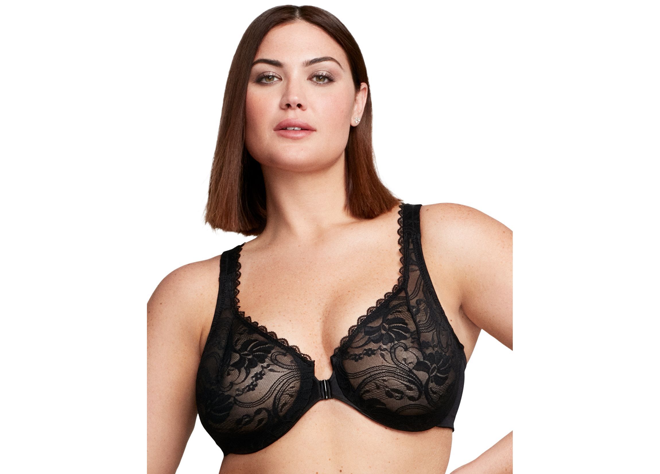 Full Figure Plus Size WonderWire Front-Closure Stretch Lace Bra Underwire #9245