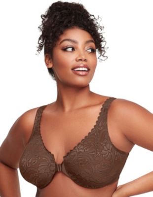 Glamorise Women's Full Figure Plus Size WonderWire Front-Closure Stretch Lace Bra Underwire #9245, 36B -  0889902067461