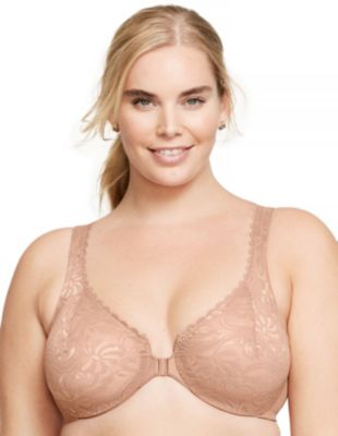 Glamorise Women's Full Figure Plus Size WonderWire Front-Closure Stretch Lace Bra Underwire #9245, 48G -  0889902067423