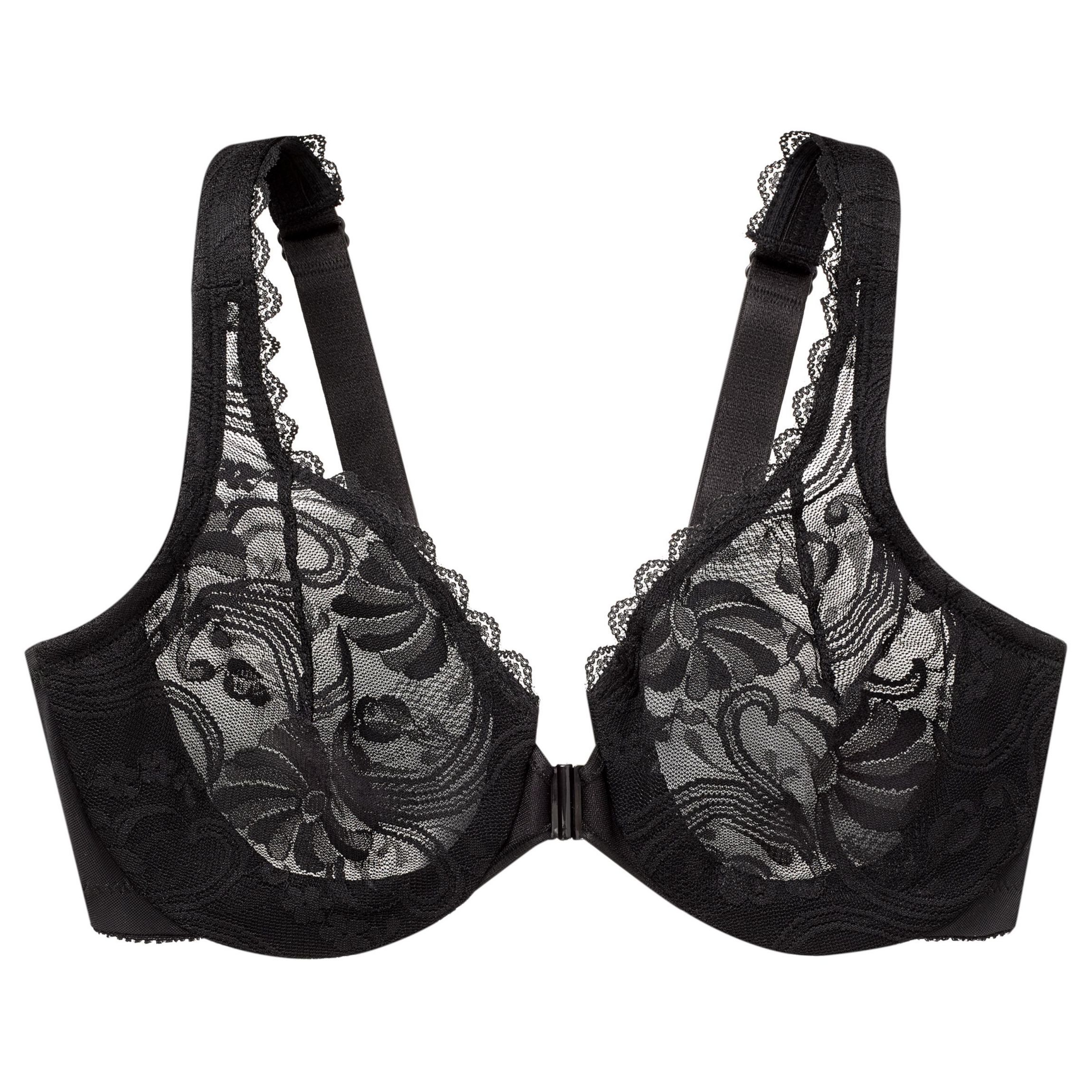 Full Figure Plus Size WonderWire Front-Closure Stretch Lace Bra Underwire #9245