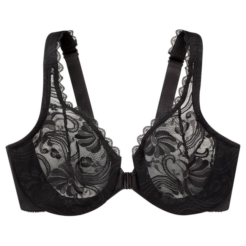 Full Figure Plus Size WonderWire Front-Closure Stretch Lace Bra Underwire #9245