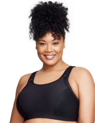 Glamorise Women's Full Figure Plus Size Custom Control Sports Bra Wirefree #1166, Black -  0889902120074