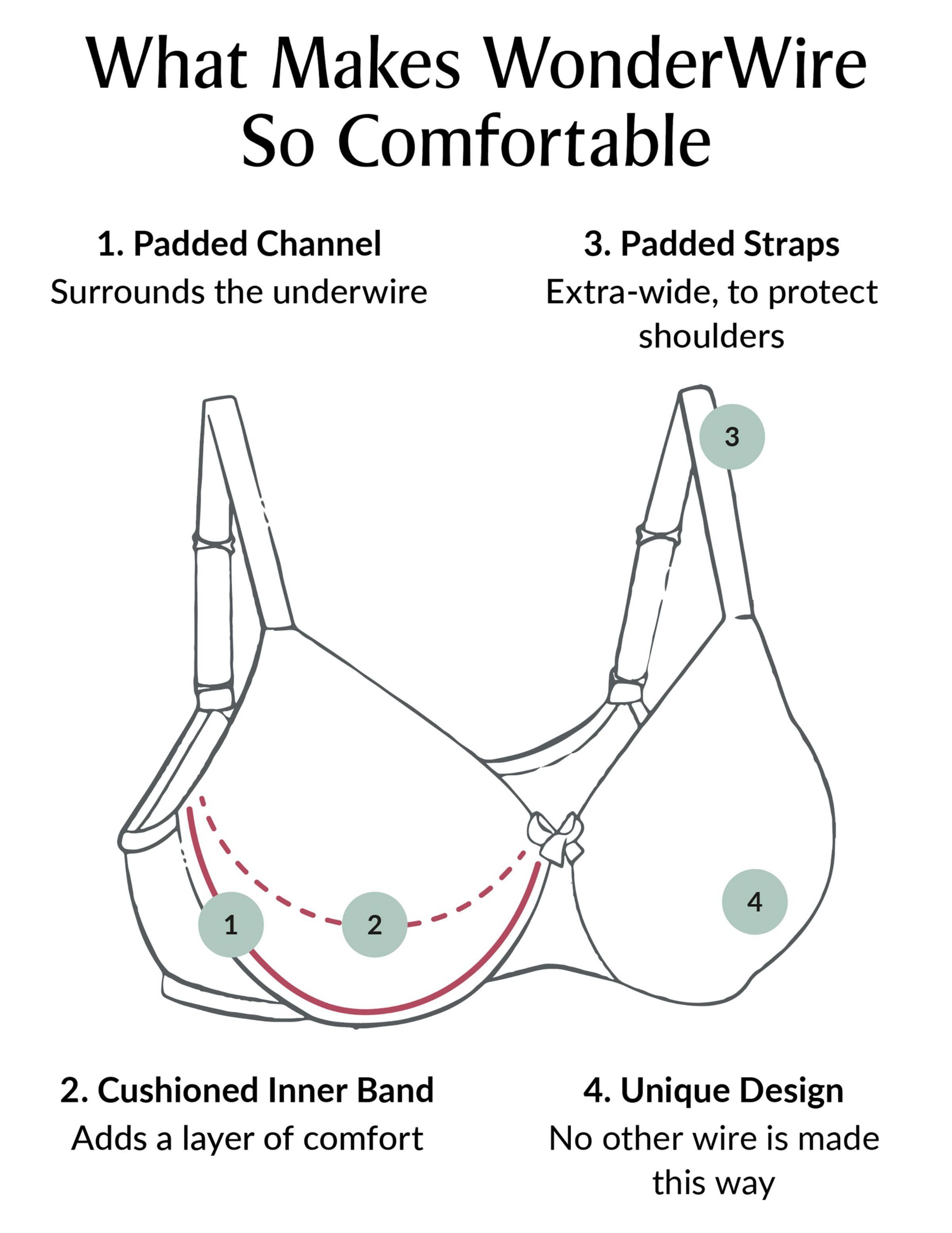 Full Figure Plus Size Low Cut WonderWire Lace Bra Underwire #1240