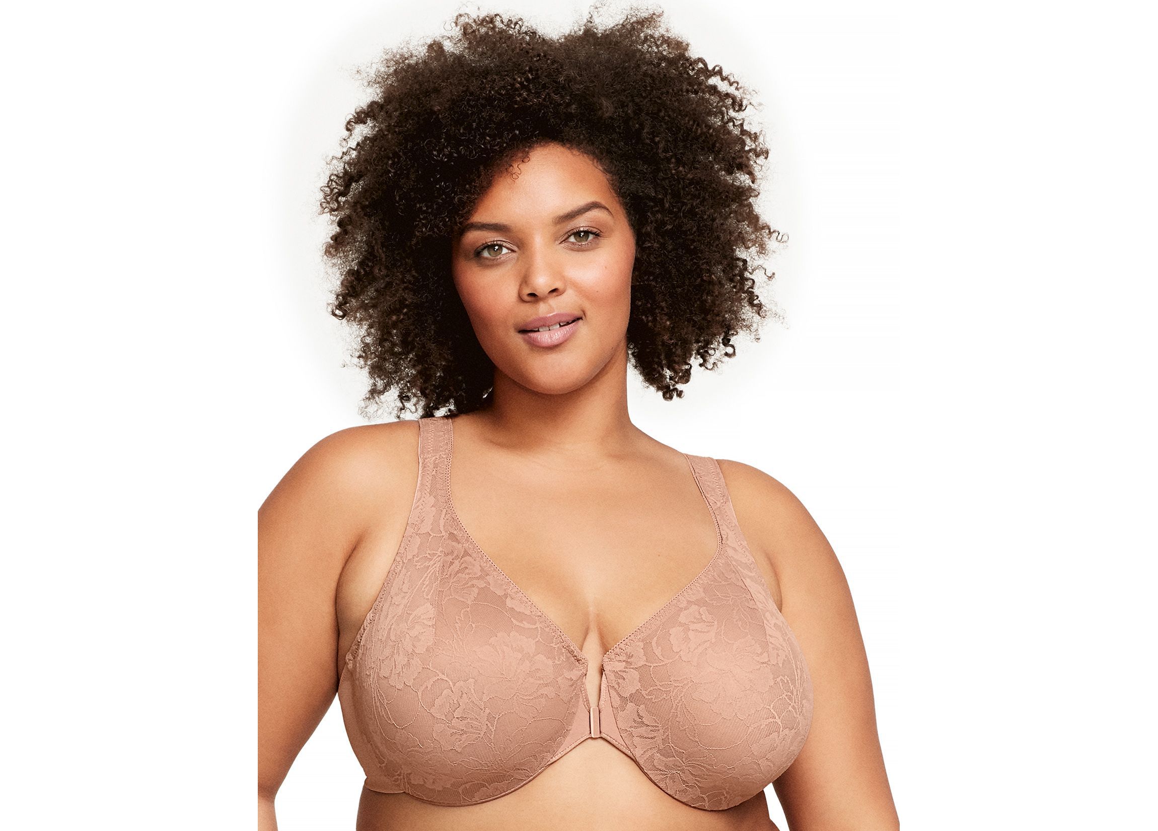 Full Figure Plus Size Lacey T-Back Front-Closure WonderWire Bra Underwire  #9246